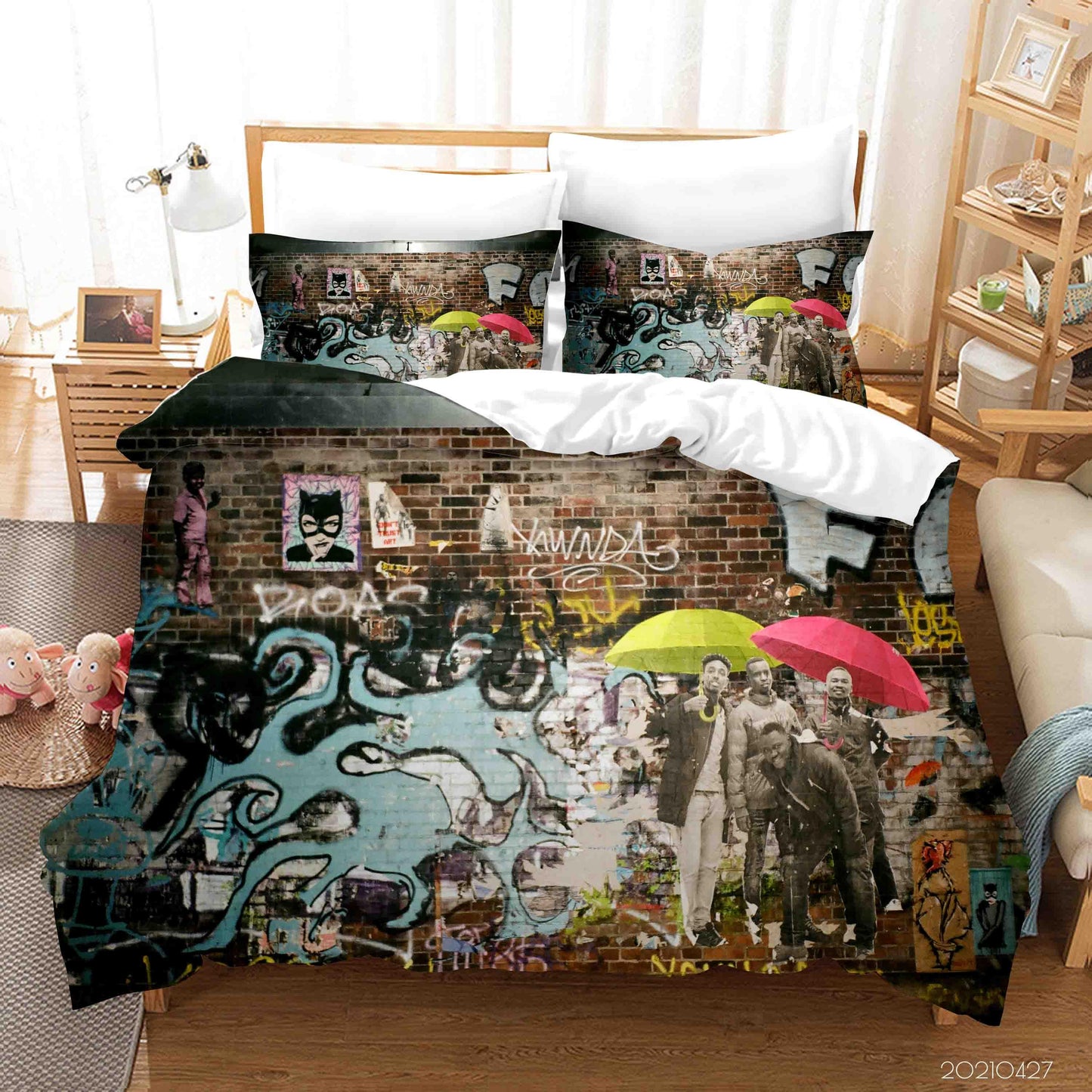 3D Abstract Street Color Graffiti Quilt Cover Set Bedding Set Duvet Cover Pillowcases 95