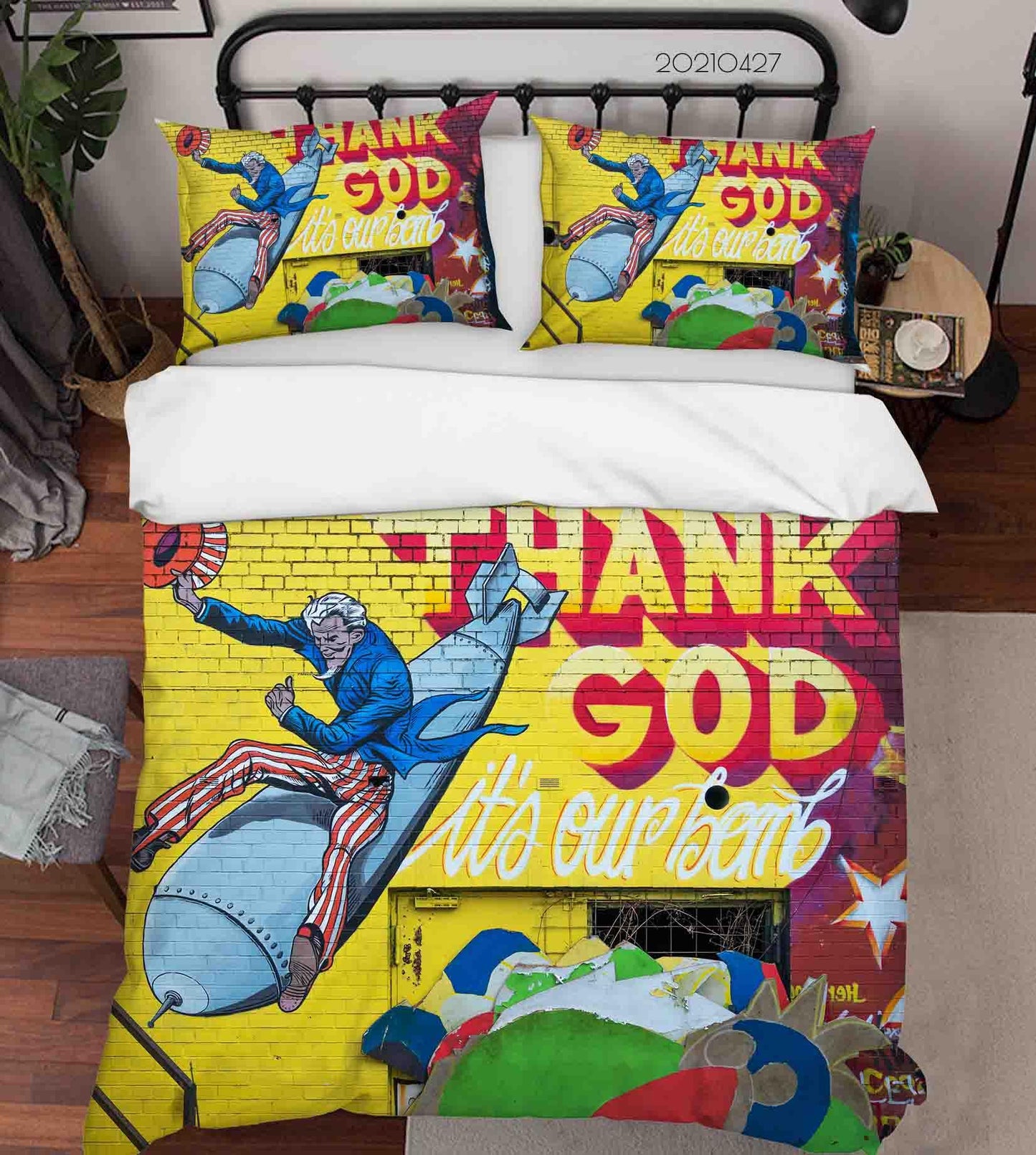 3D Abstract Colored Street Graffiti Quilt Cover Set Bedding Set Duvet Cover Pillowcases 151