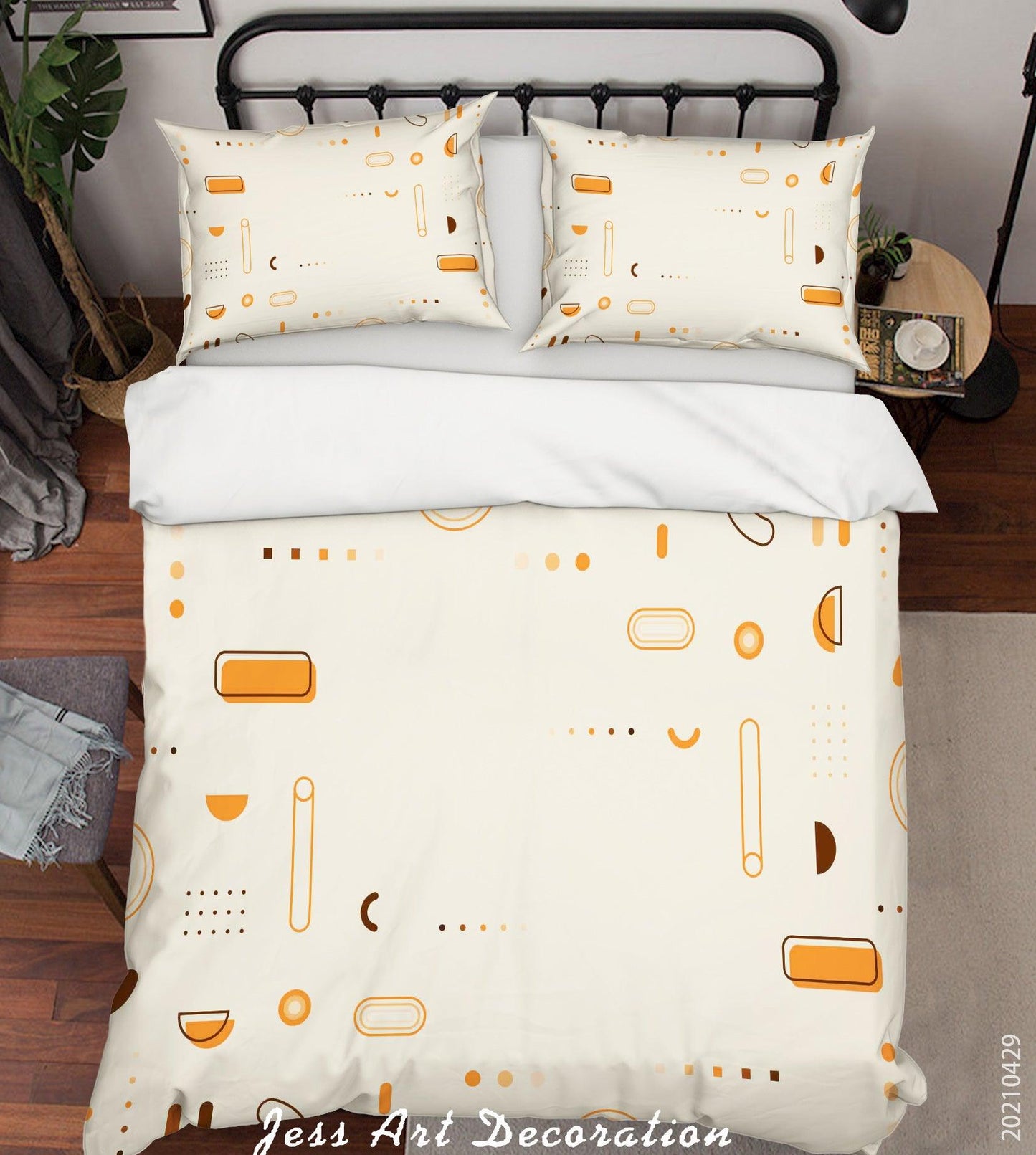 3D Abstract Orange Geometry Quilt Cover Set Bedding Set Duvet Cover Pillowcases 21