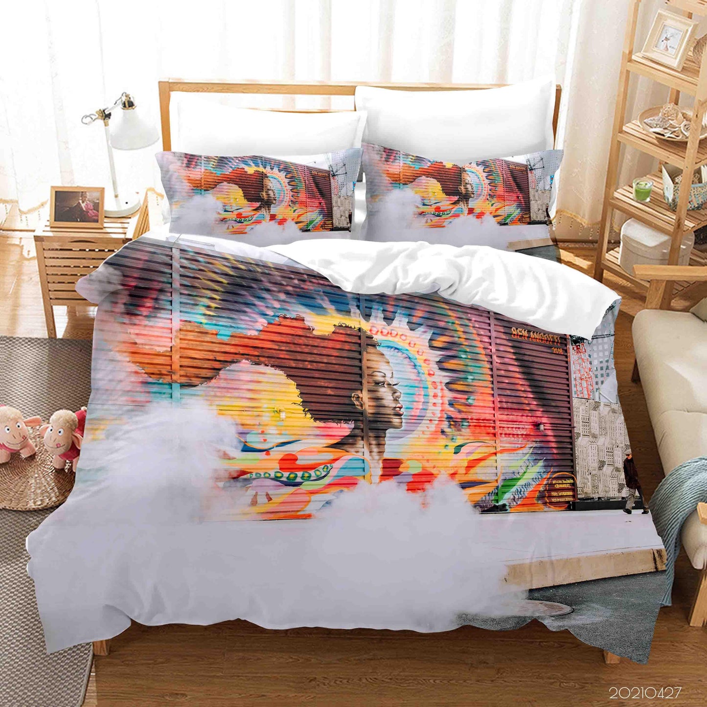 3D Abstract Street Colored Graffiti Quilt Cover Set Bedding Set Duvet Cover Pillowcases 102