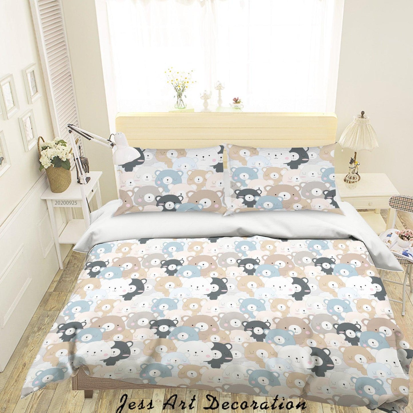 3D Cartoon Animal Bear Quilt Cover Set Bedding Set Duvet Cover Pillowcases WJ 6404