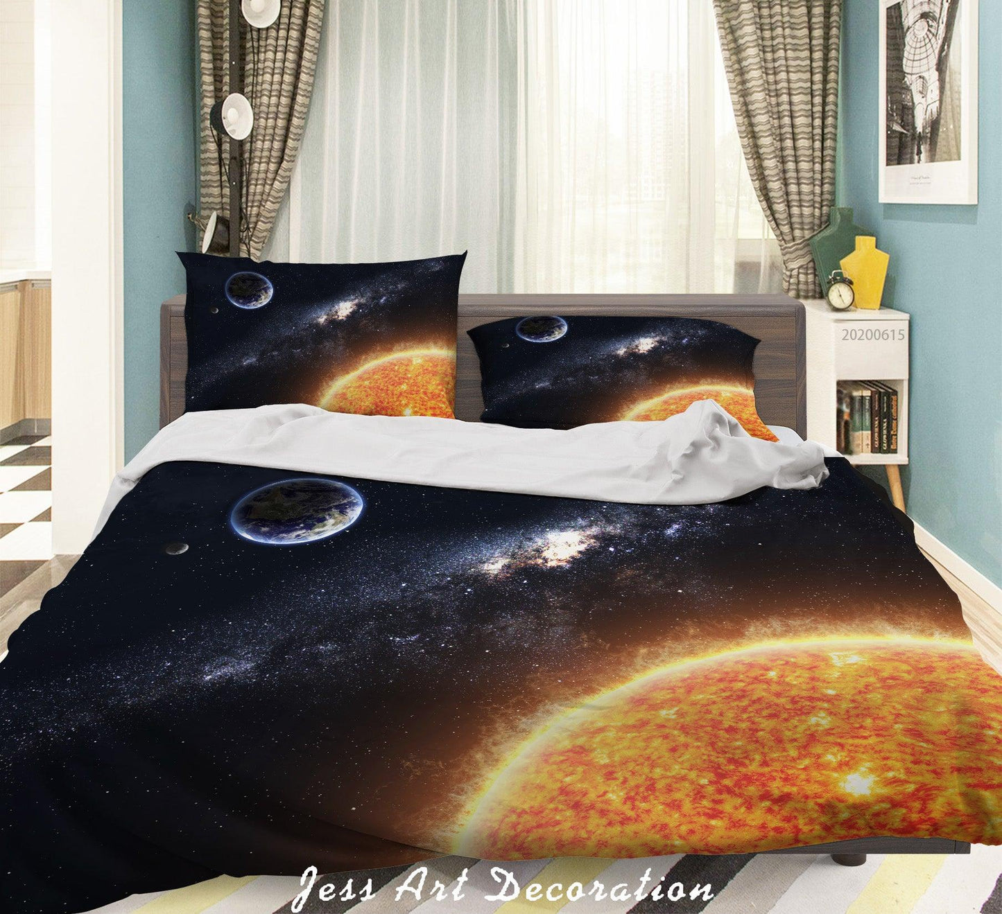 3D Black Golden Planet Universe Quilt Cover Set Bedding Set Duvet Cover Pillowcases SF126