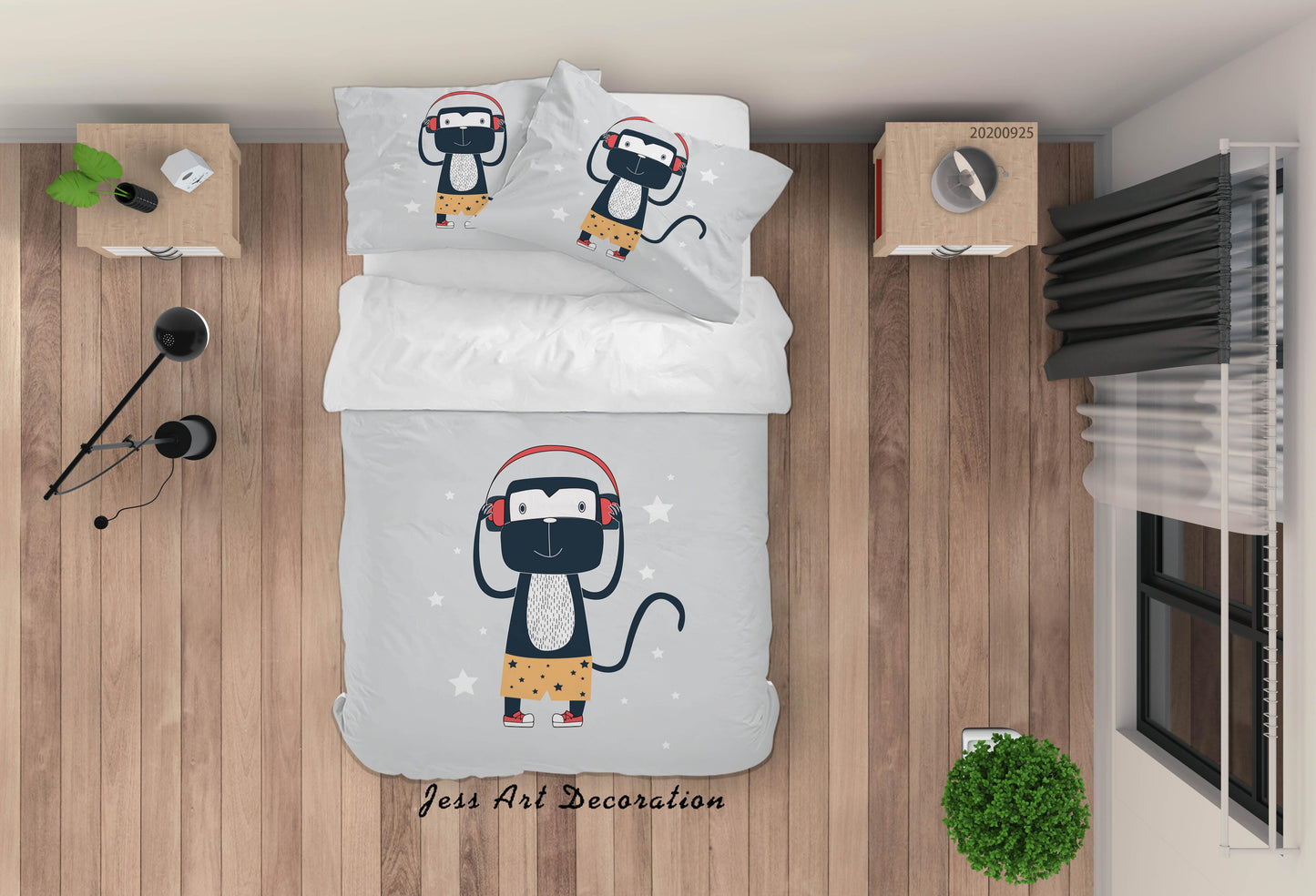 3D Cartoon Animal Monkey Pattern Quilt Cover Set Bedding Set Duvet Cover Pillowcases WJ 6482