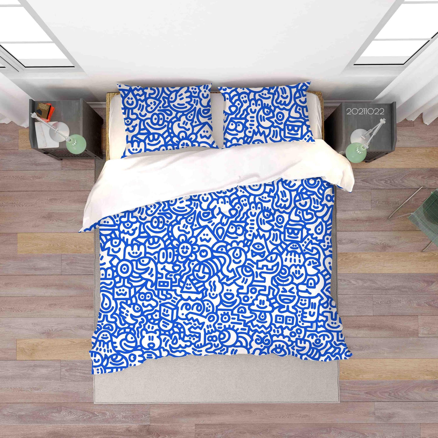 3D Abstract Blue Artistic Graffiti Quilt Cover Set Bedding Set Duvet Cover Pillowcases 6