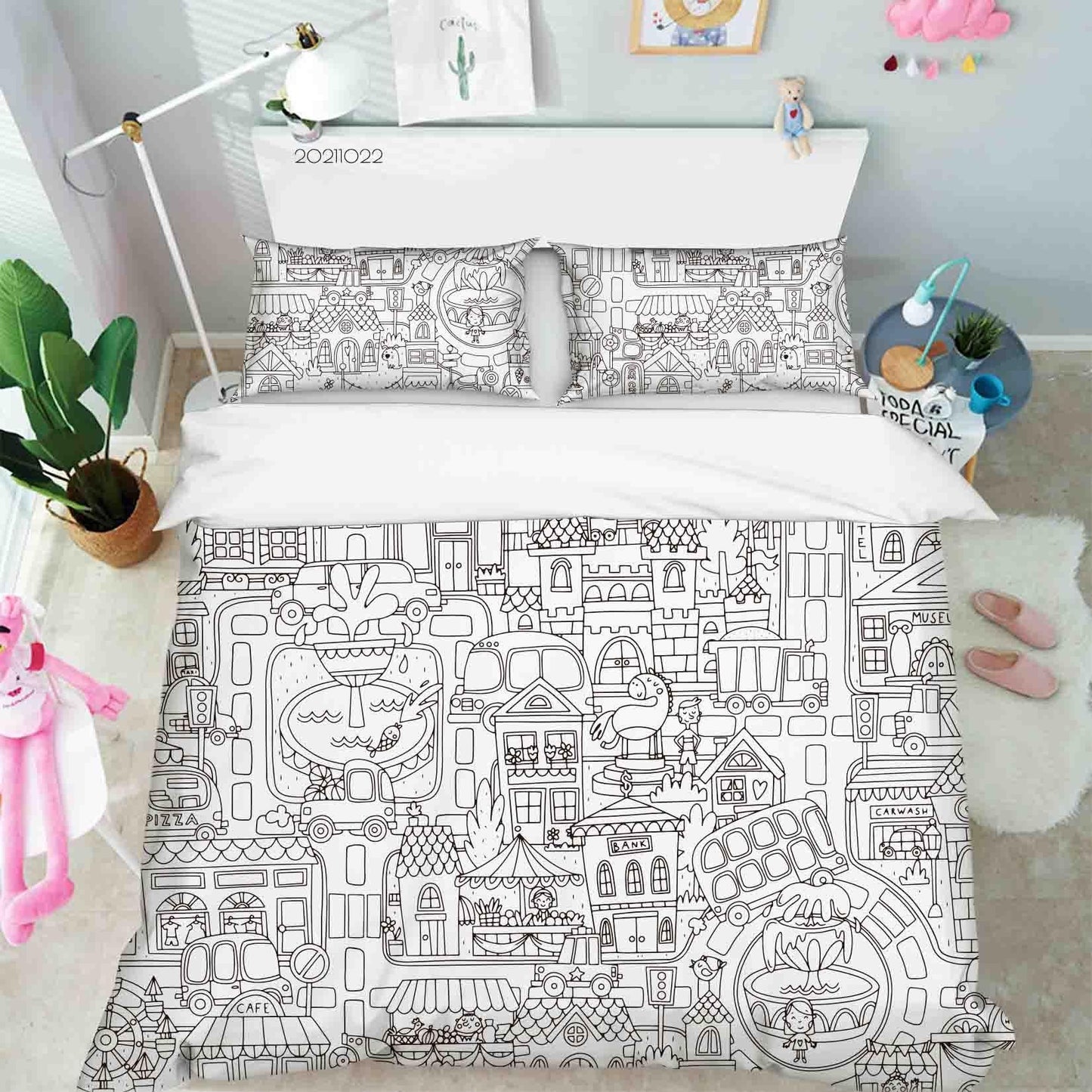 3D Cartoon Illustration Doodle Quilt Cover Set Bedding Set Duvet Cover Pillowcases 51