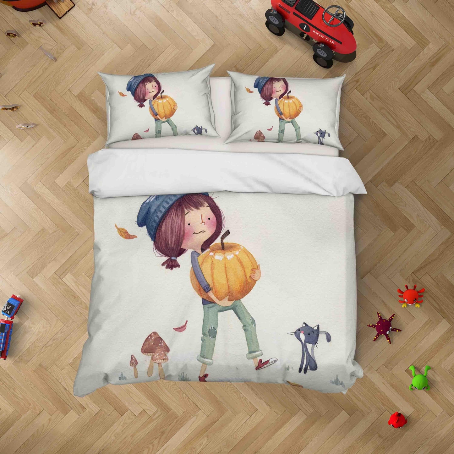 3D Cartoon Girl Pumpkin Cat Quilt Cover Set Bedding Set Duvet Cover Pillowcases SF050