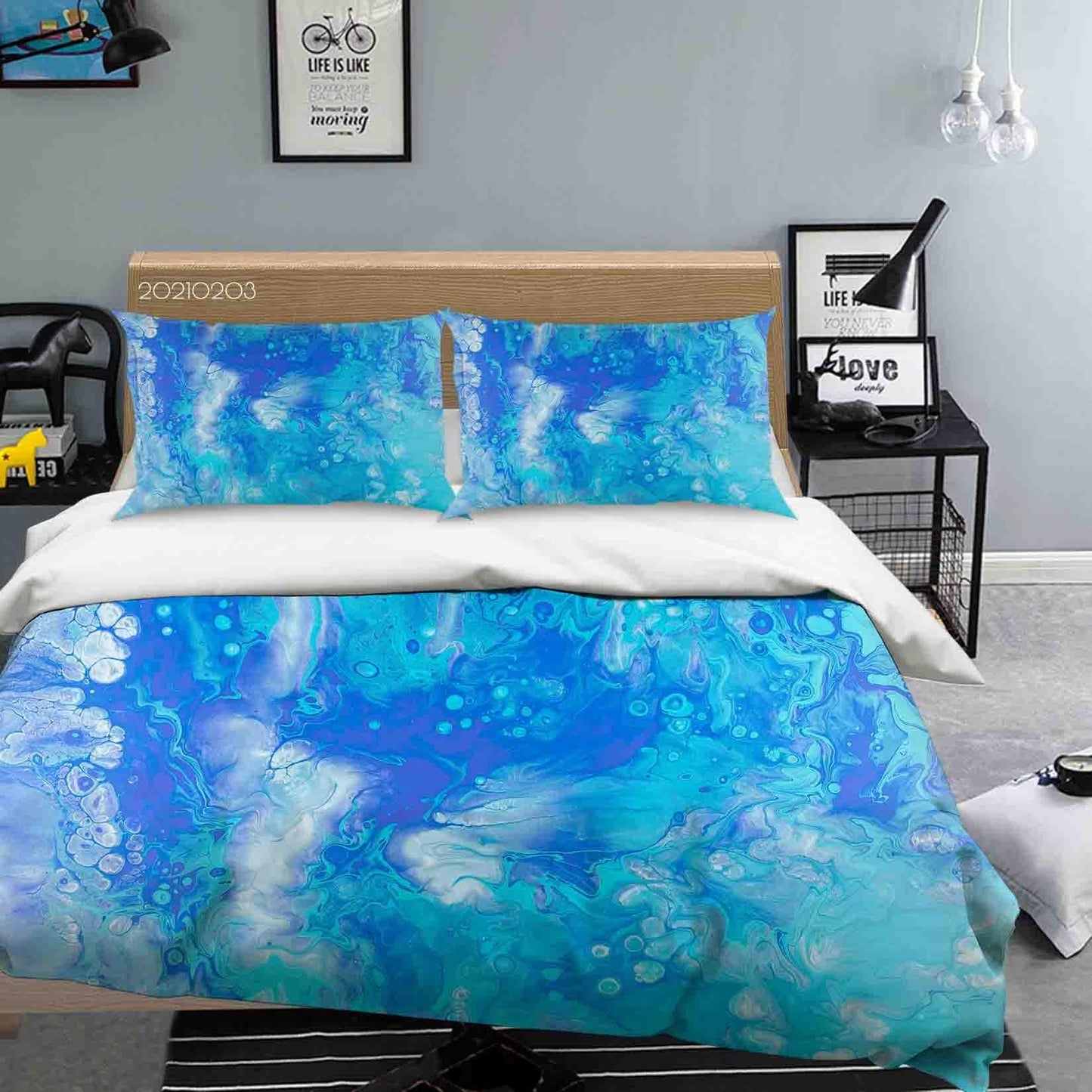 3D Abstract Blue Marble Texture Quilt Cover Set Bedding Set Duvet Cover Pillowcases 44