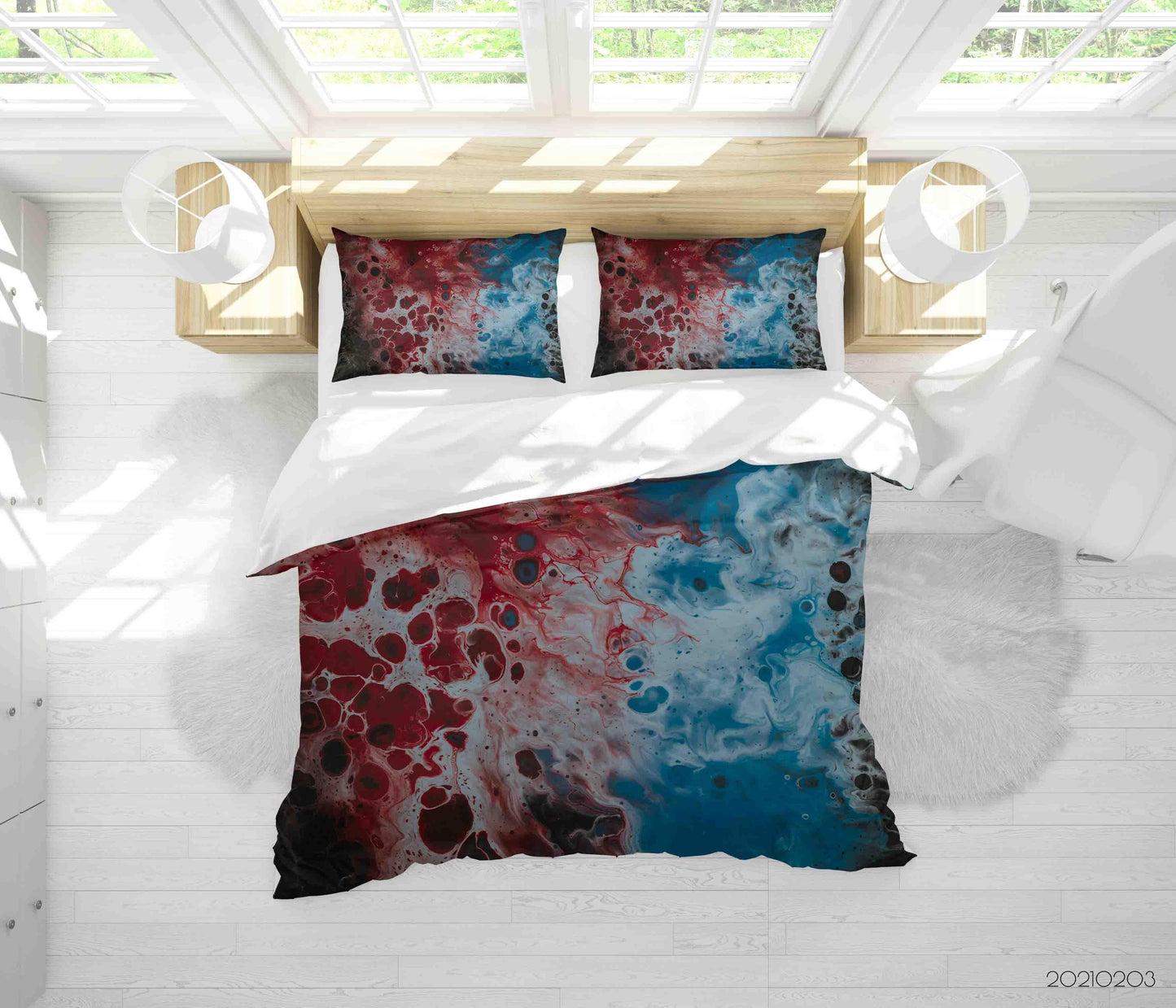 3D Abstract Blue Marble Quilt Cover Set Bedding Set Duvet Cover Pillowcases 65