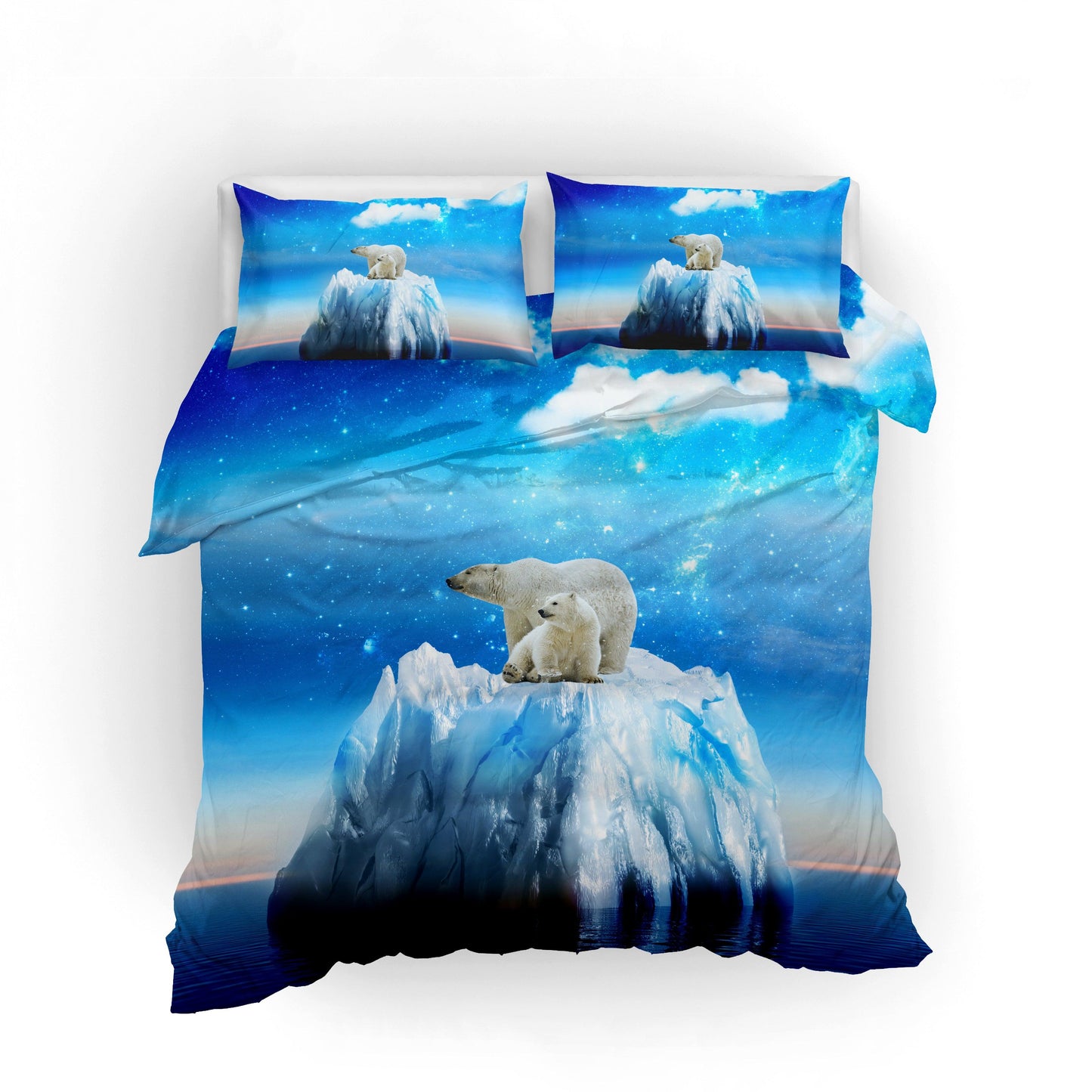 3D Blue Glacier Polar Bear Quilt Cover Set Bedding Set Pillowcases 03