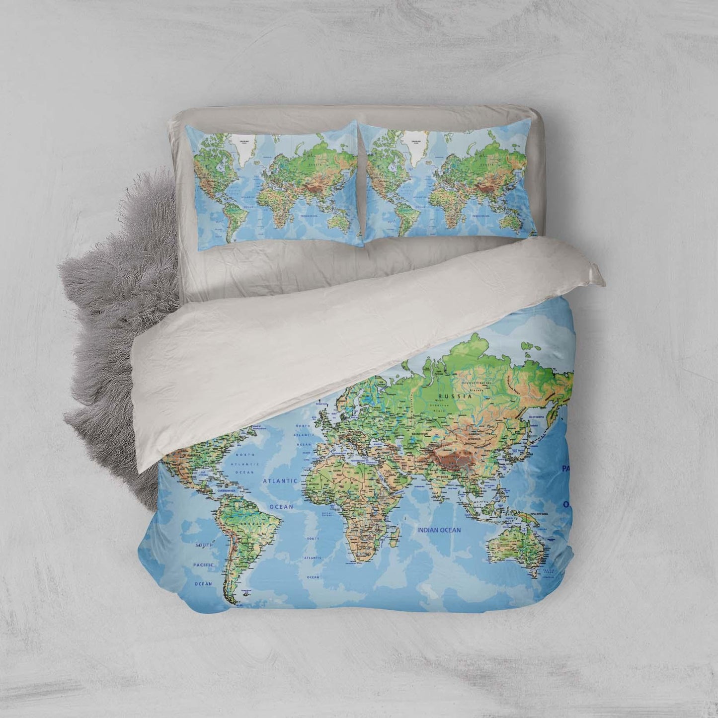3D Blue World Map Quilt Cover Set Bedding Set Pillowcases 37