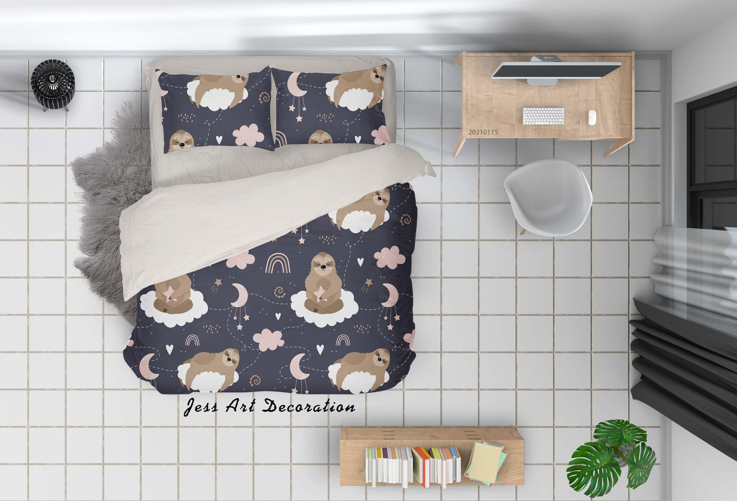 3D Cartoon Pink Animal Sloth Rainbow Quilt Cover Set Bedding Set Duvet Cover Pillowcases 13