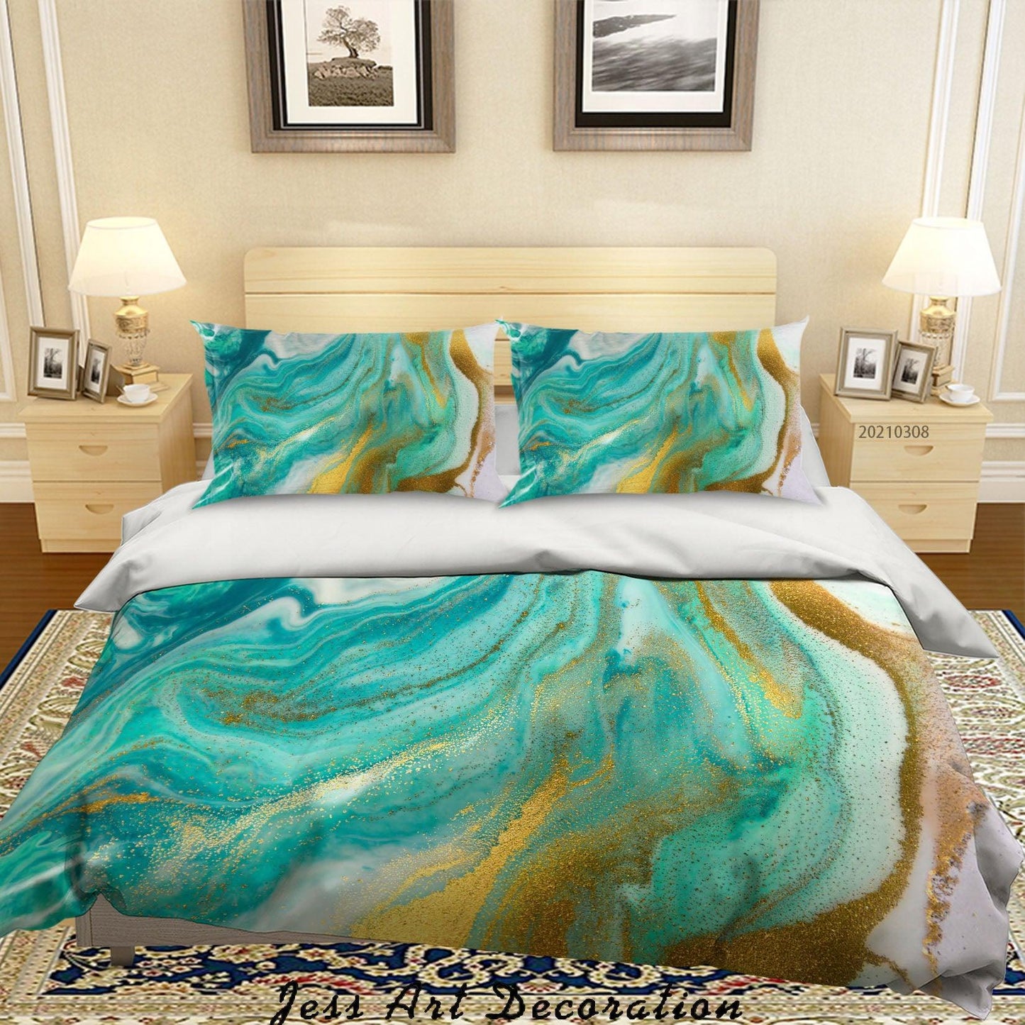 3D Abstract Green Marble Quilt Cover Set Bedding Set Duvet Cover Pillowcases 321