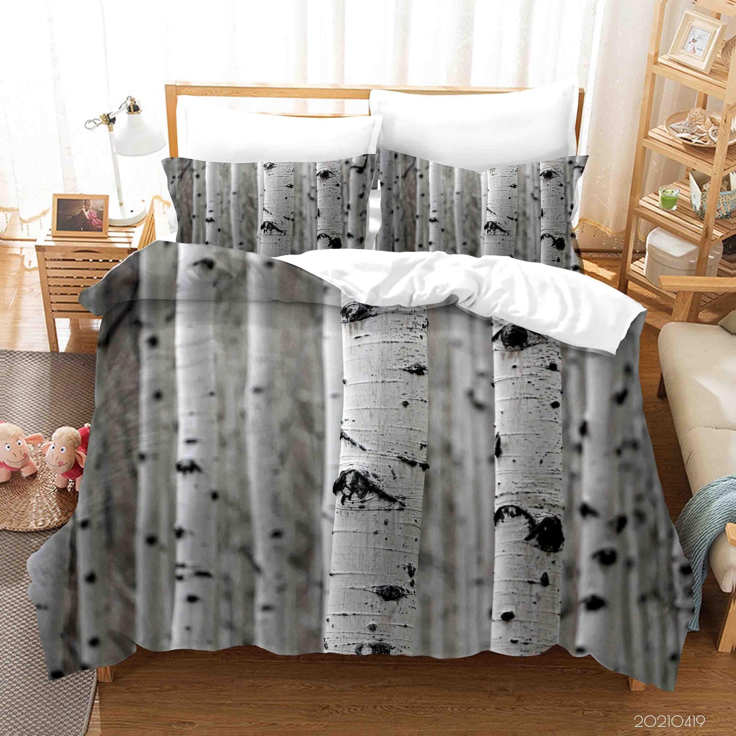 3D Birch Forest Landscape Quilt Cover Set Bedding Set Duvet Cover Pillowcases 187