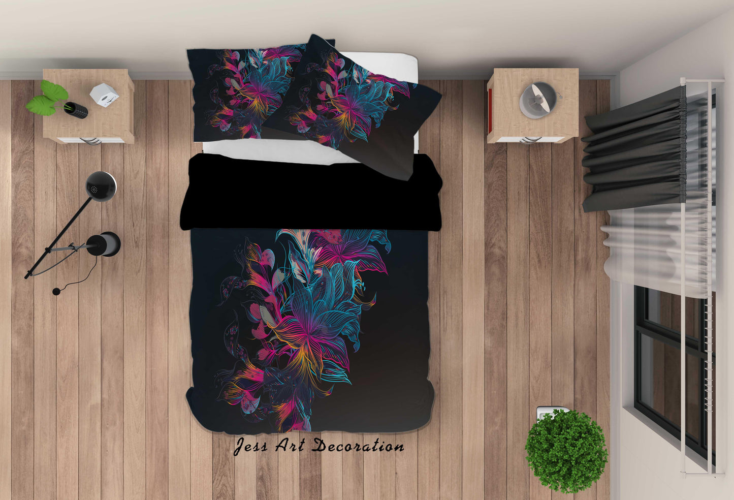 3D Abstract Blue Flower Quilt Cover Set Bedding Set Duvet Cover Pillowcases A029 LQH