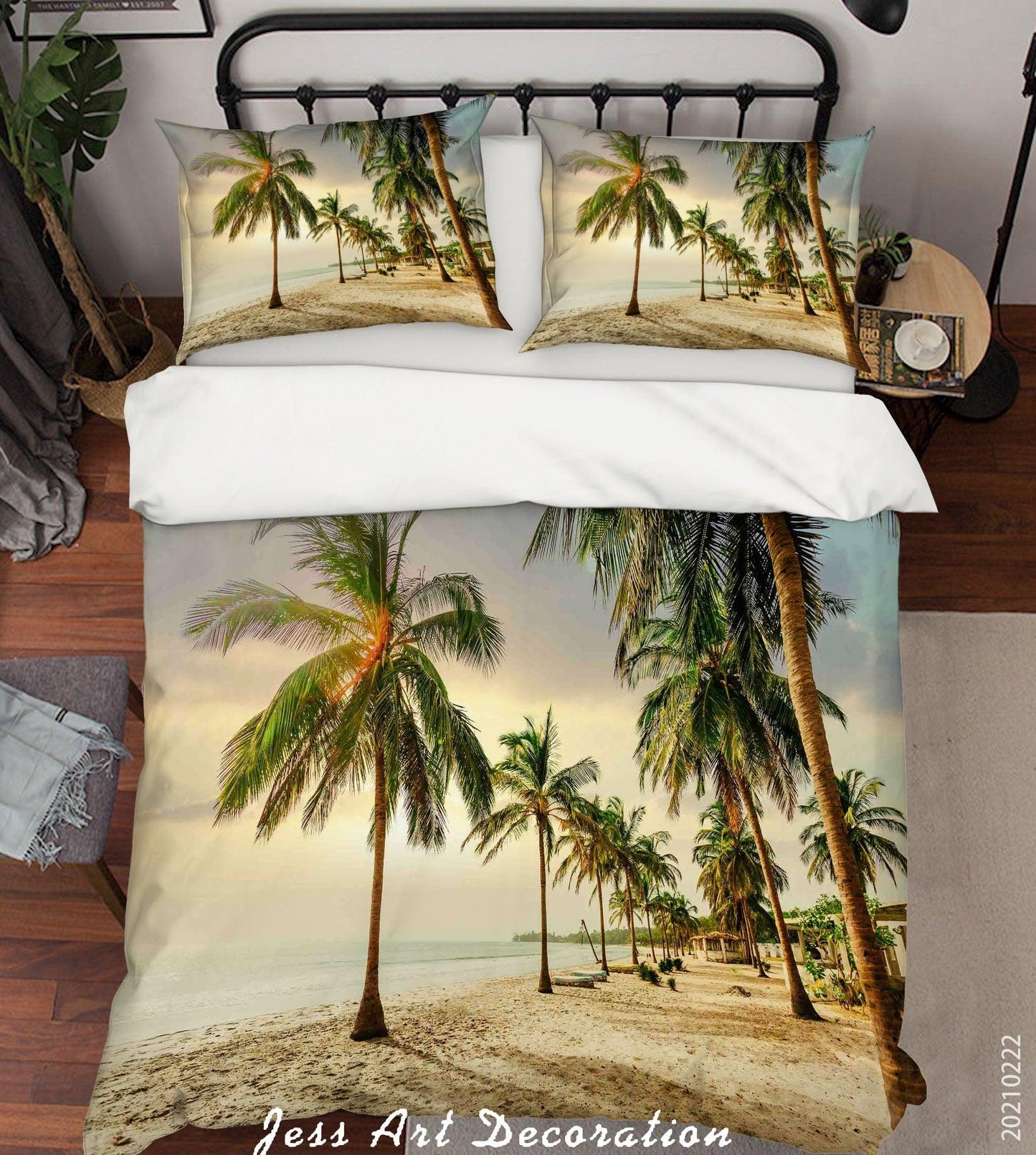 3D Beach Coconut Tree Landscape Quilt Cover Set Bedding Set Duvet Cover Pillowcases 193