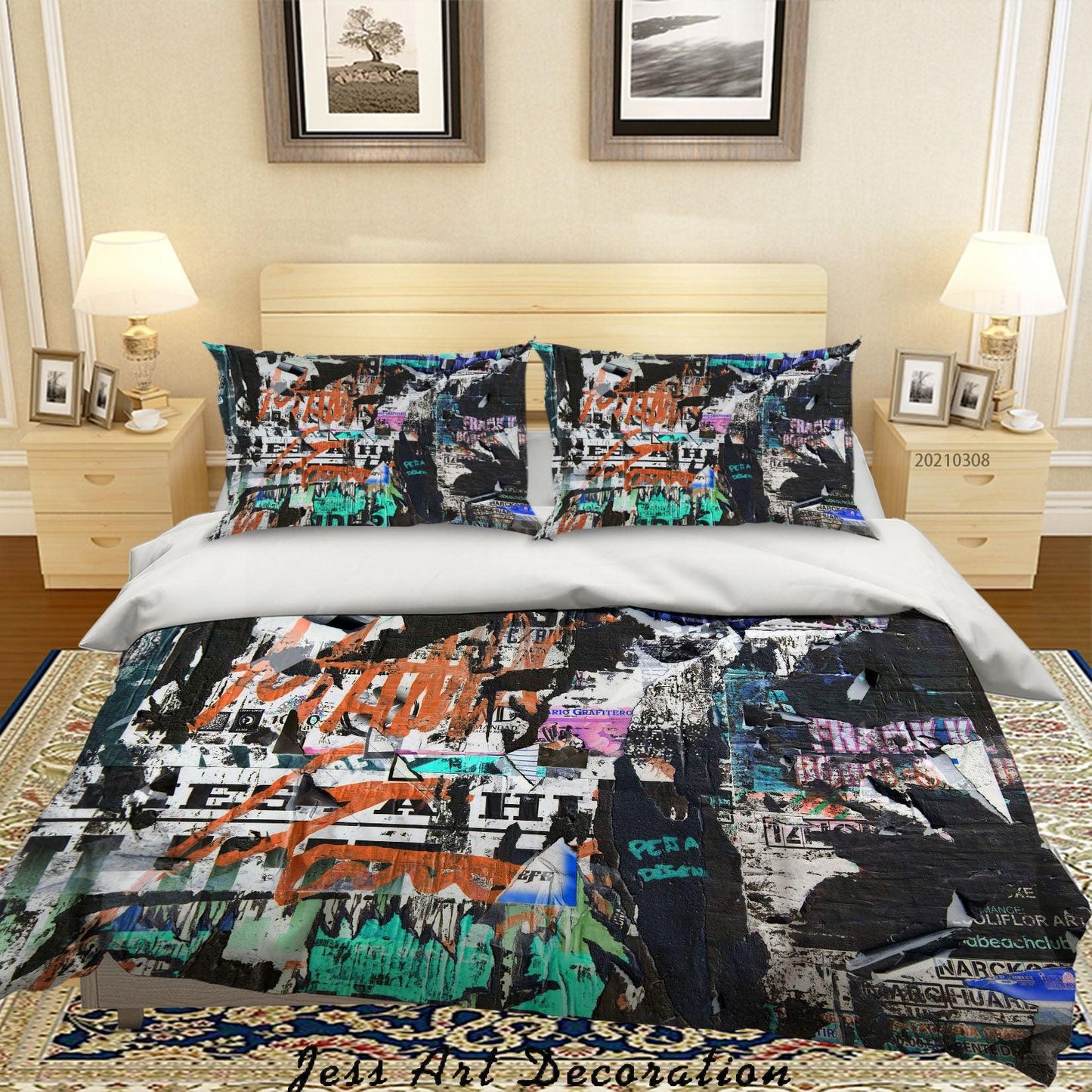 3D Abstract Black Graffiti Quilt Cover Set Bedding Set Duvet Cover Pillowcases 35