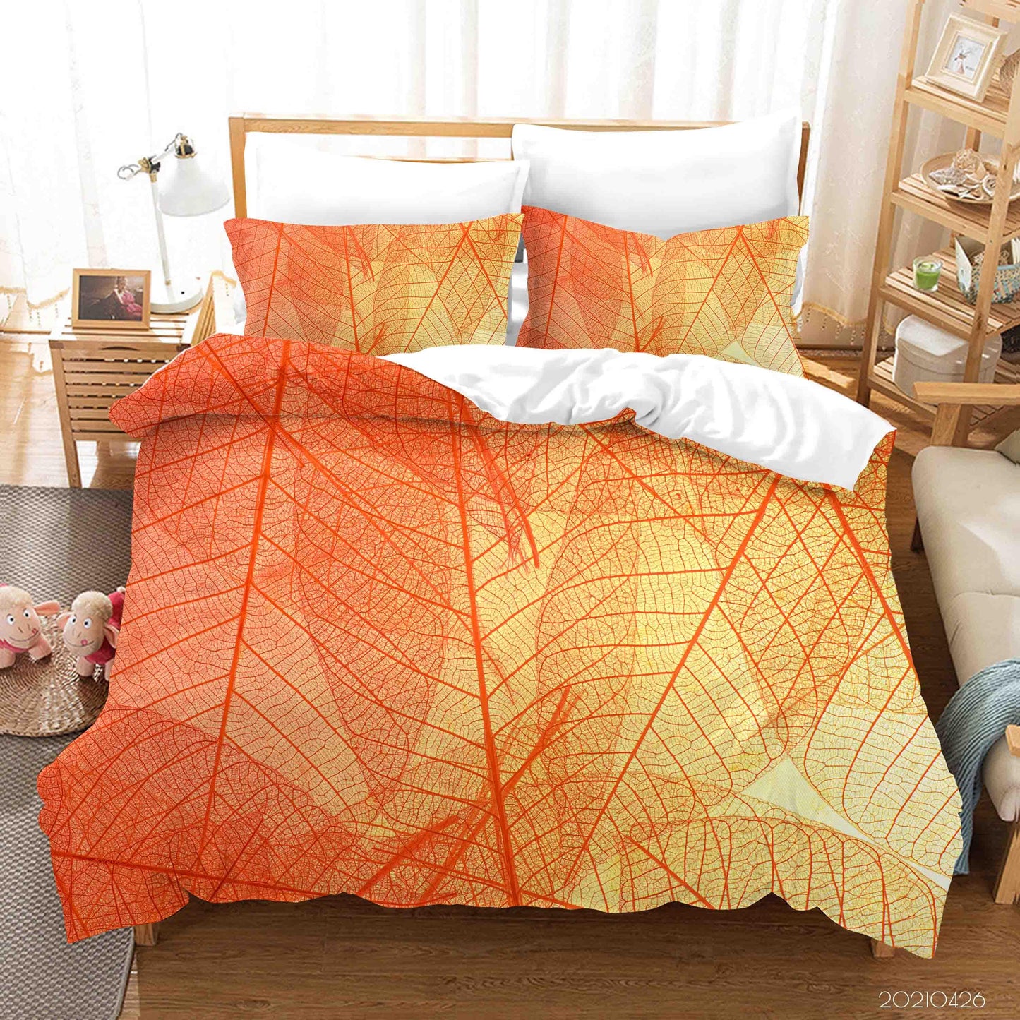 3D Autumn Leaf Texture Quilt Cover Set Bedding Set Duvet Cover Pillowcases 305
