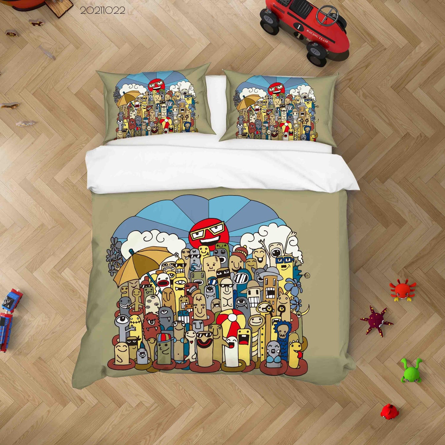 3D Abstract Color Monster Graffiti Quilt Cover Set Bedding Set Duvet Cover Pillowcases 8