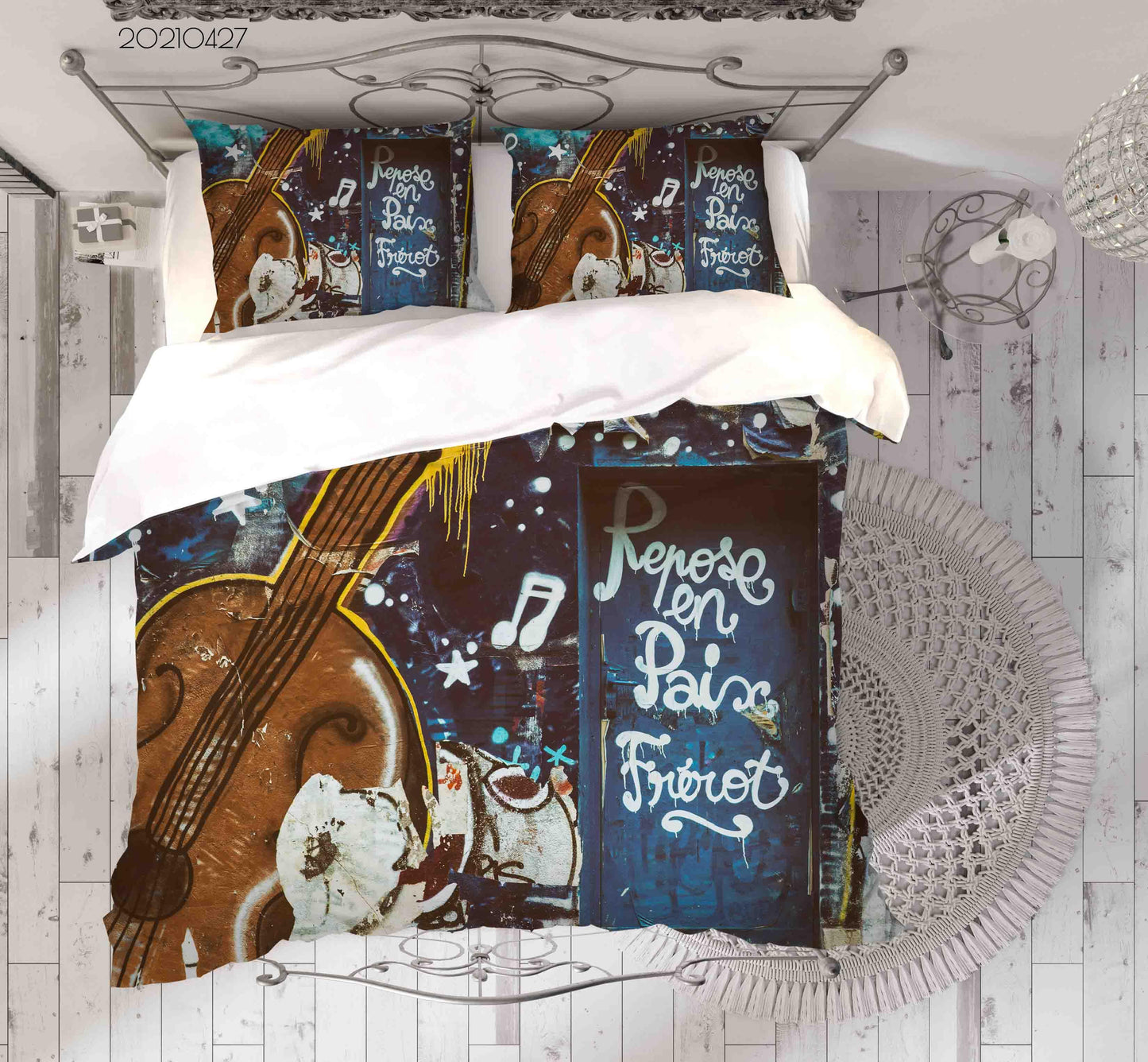 3D Abstract Violin Illustration Graffiti Quilt Cover Set Bedding Set Duvet Cover Pillowcases 143