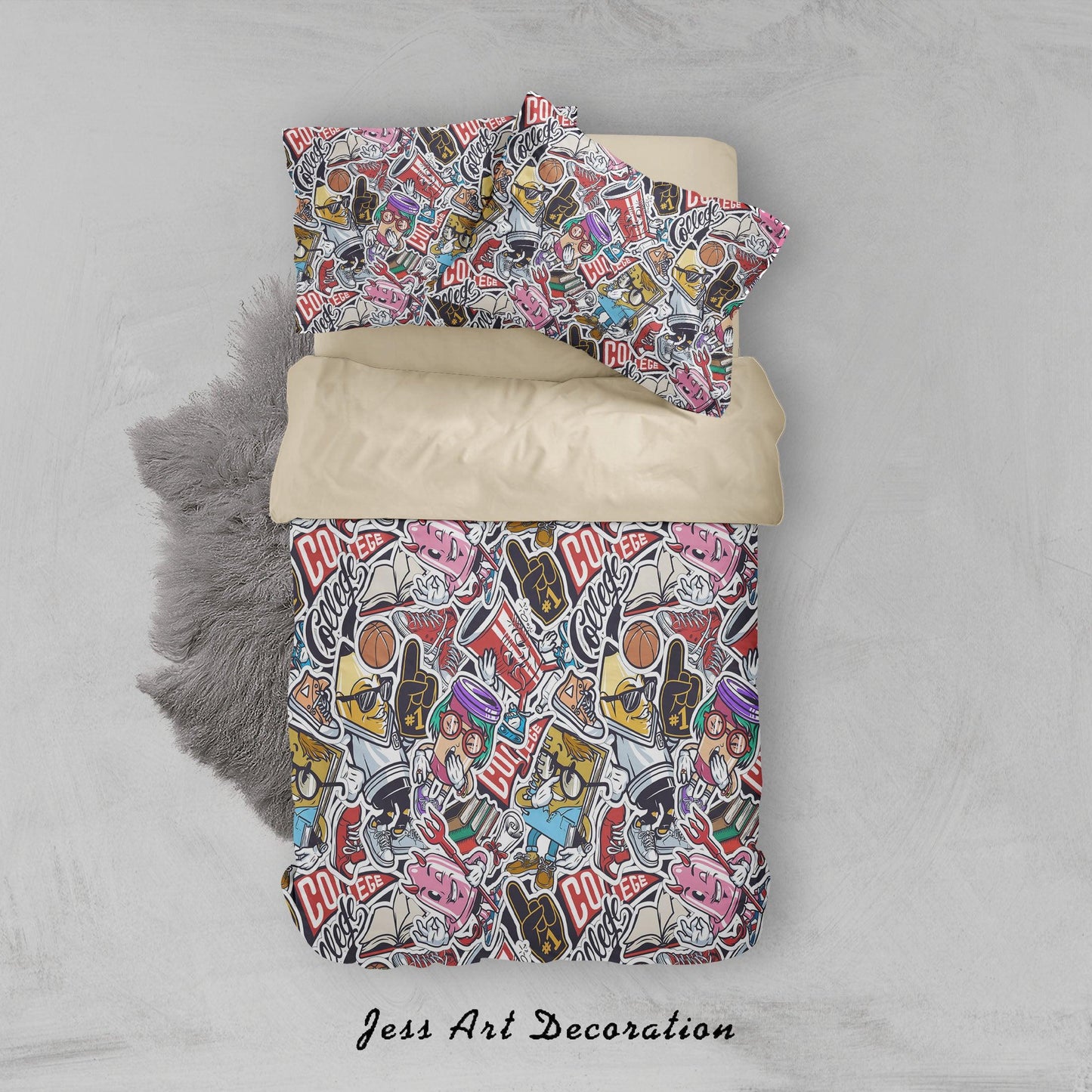 3D Cartoon Books Drink Basketball Pencil Quilt Cover Set Bedding Set Duvet Cover Pillowcases SF5