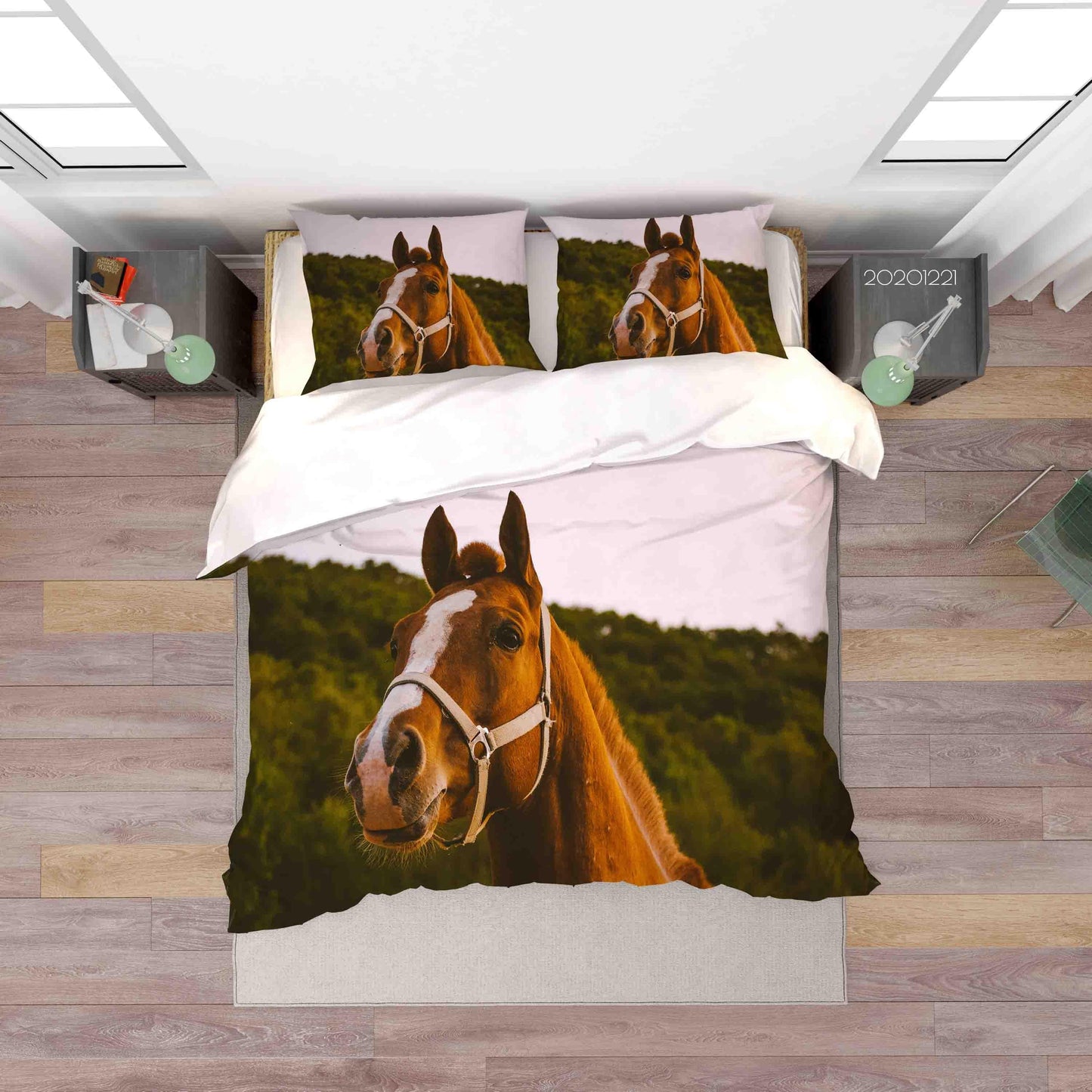 3D Brown Horse Forest Quilt Cover Set Bedding Set Duvet Cover Pillowcases 176 LQH