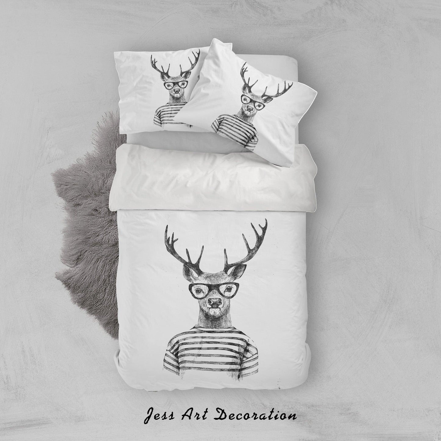 3D Cartoon Animal Deer Quilt Cover Set Bedding Set Duvet Cover Pillowcases A022 LQH
