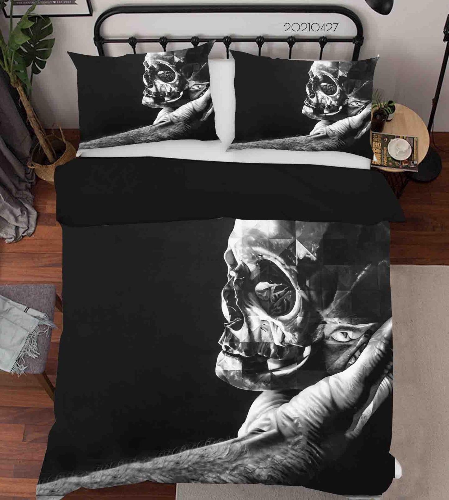 3D Abstract Skull Black Graffiti Quilt Cover Set Bedding Set Duvet Cover Pillowcases 112