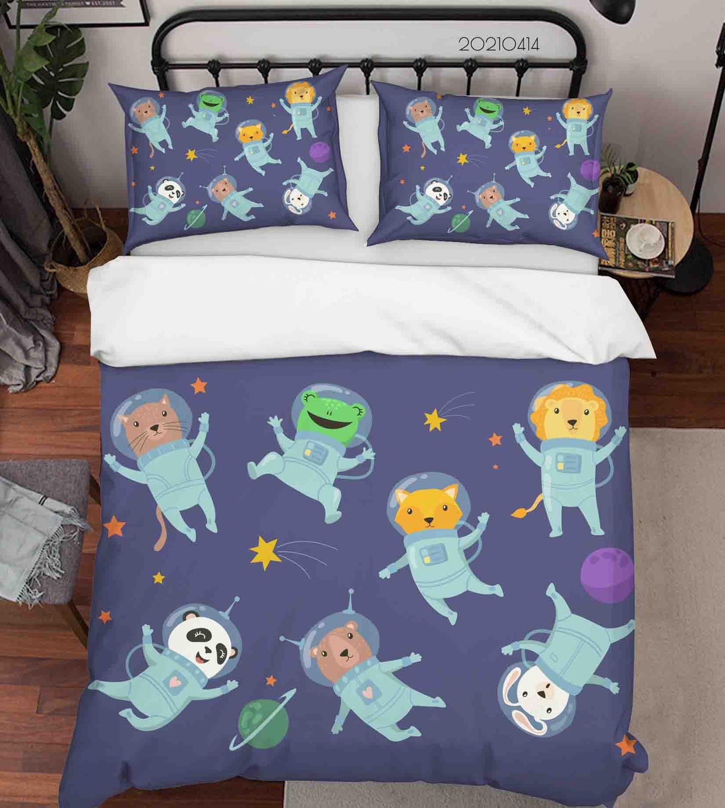 3D Cartoon Astronaut Animal Quilt Cover Set Bedding Set Duvet Cover Pillowcases 85 LQH