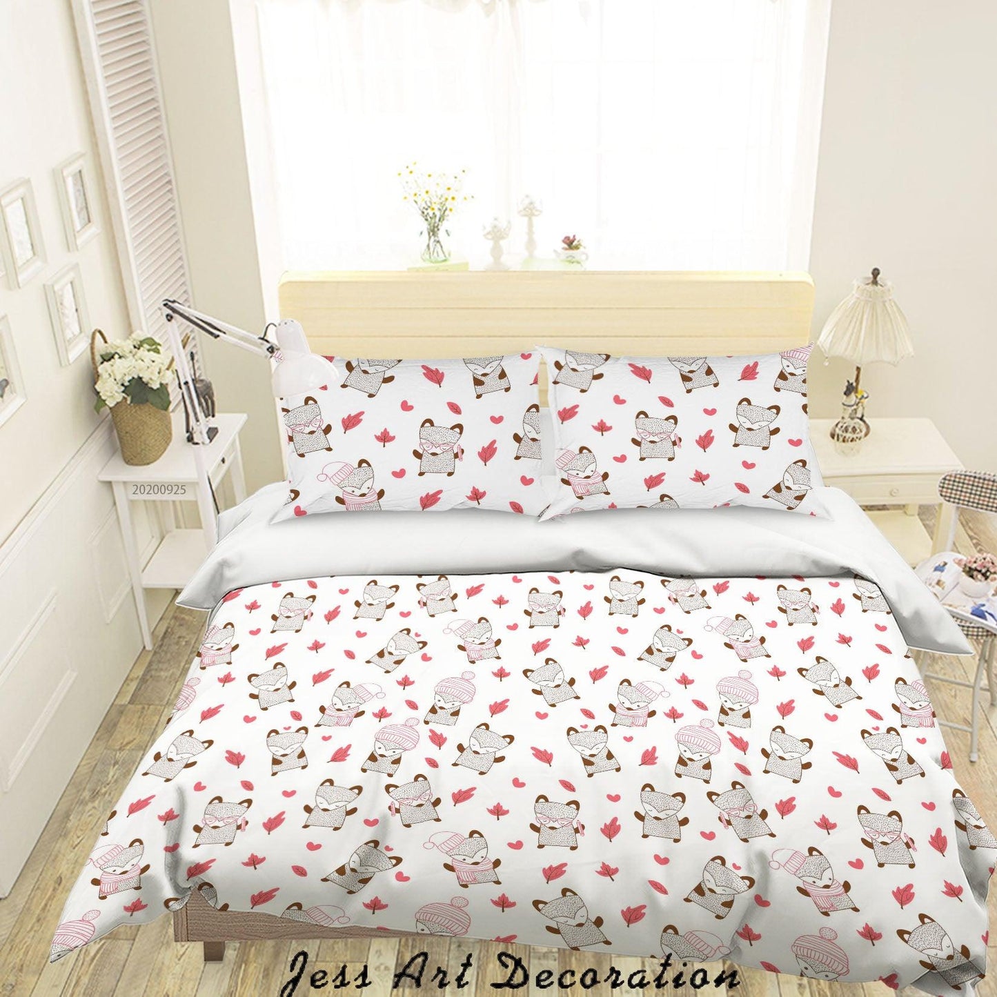 3D Cartoon Animal Fox Pattern Quilt Cover Set Bedding Set Duvet Cover Pillowcases WJ 6512