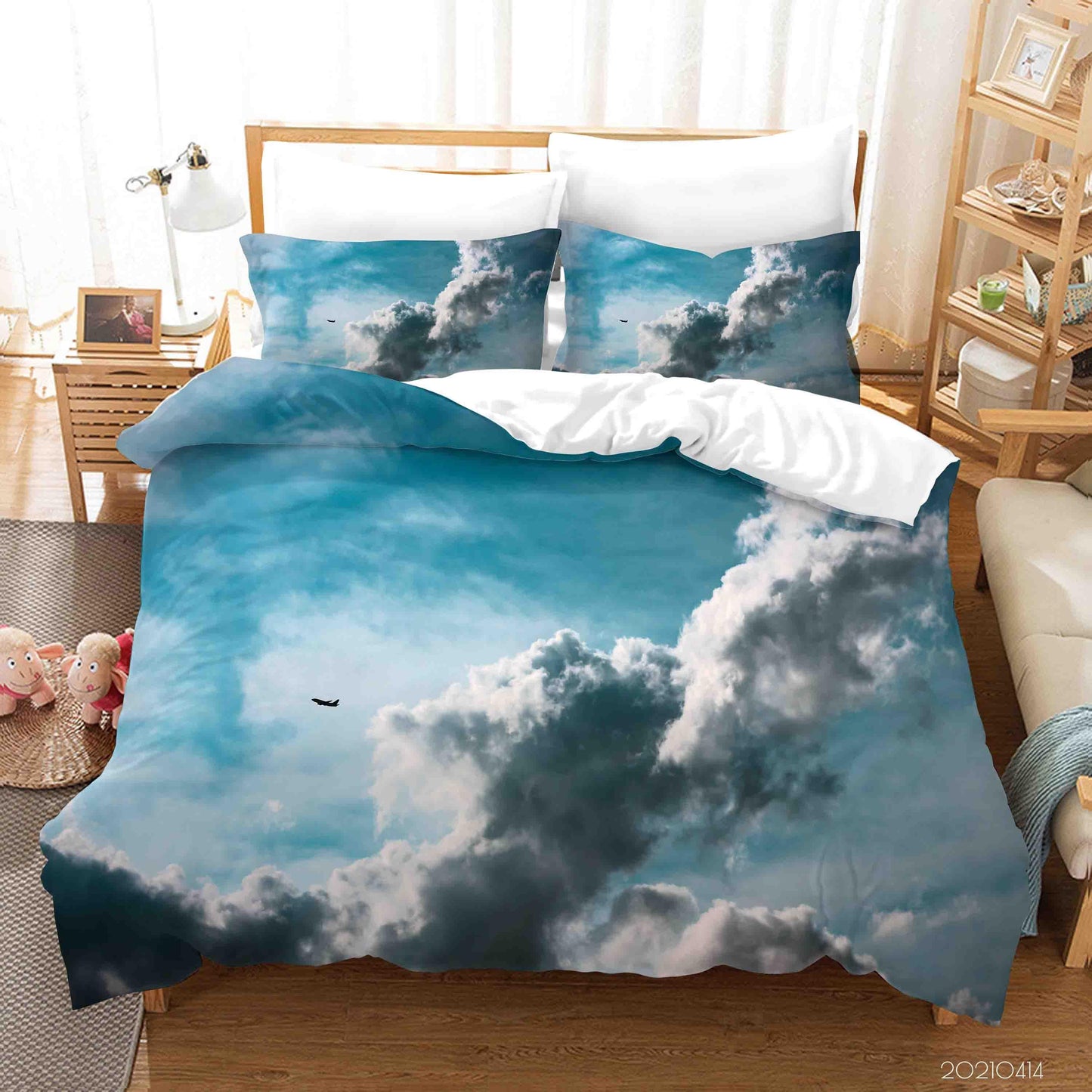 3D Blue Sky White Cloud Quilt Cover Set Bedding Set Duvet Cover Pillowcases 77 LQH