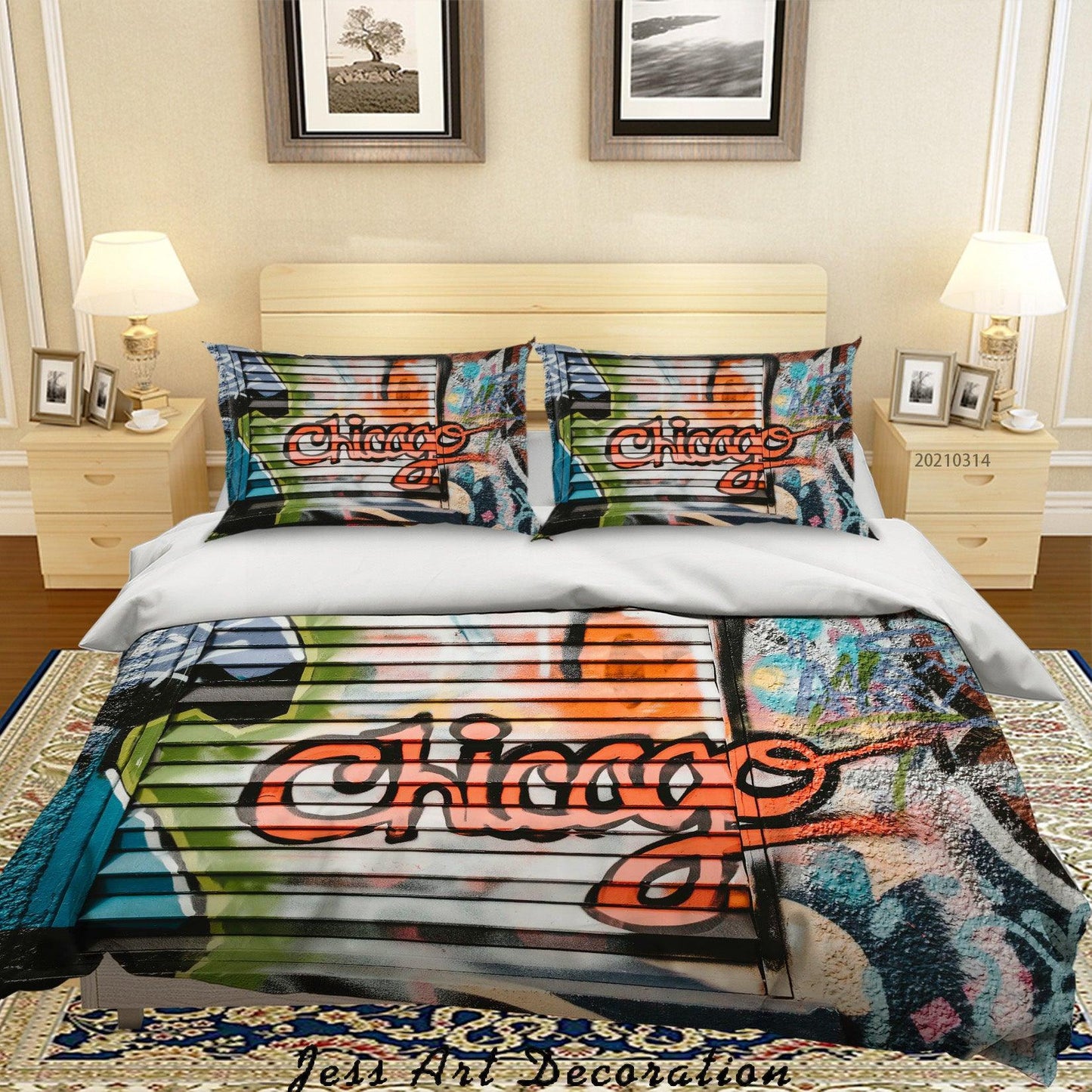 3D Abstract Street Graffiti Artist Works Quilt Cover Set Bedding Set Duvet Cover Pillowcases 130