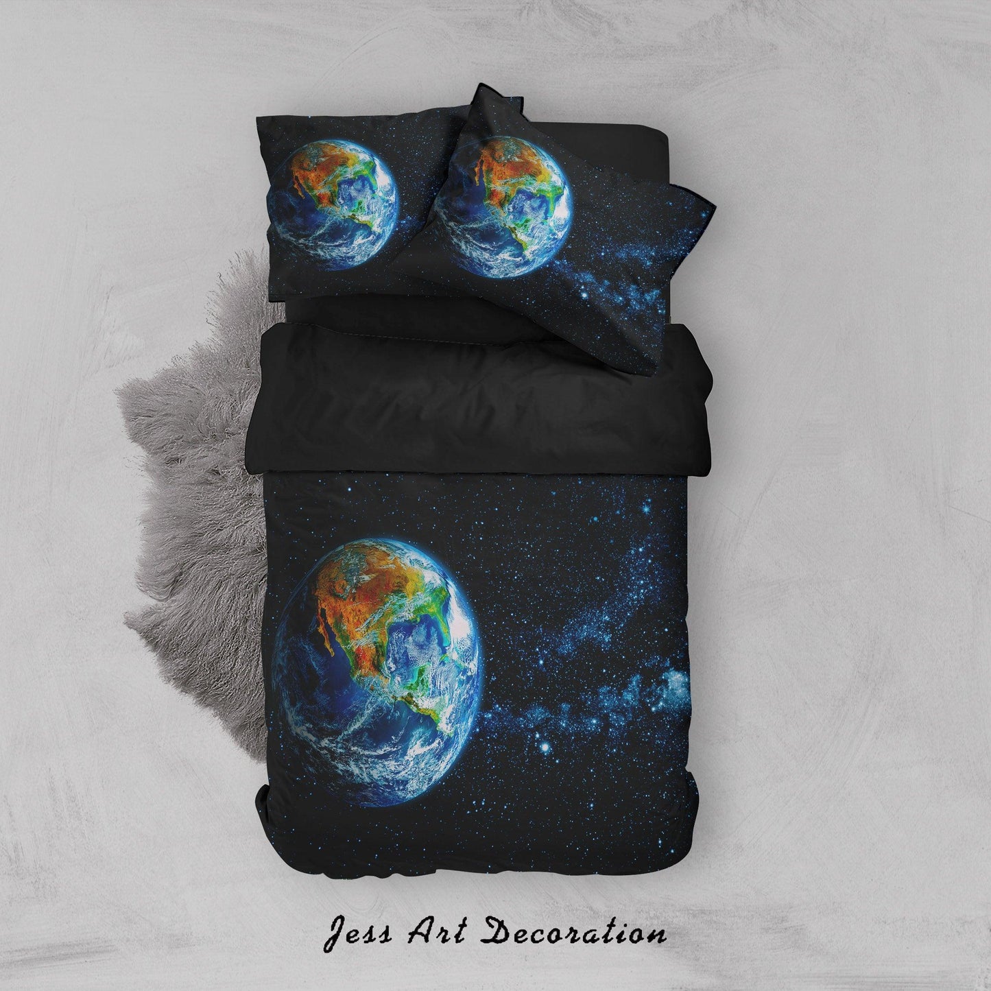 3D Black Planet Star Universe Space Quilt Cover Set Bedding Set Duvet Cover Pillowcases SF11