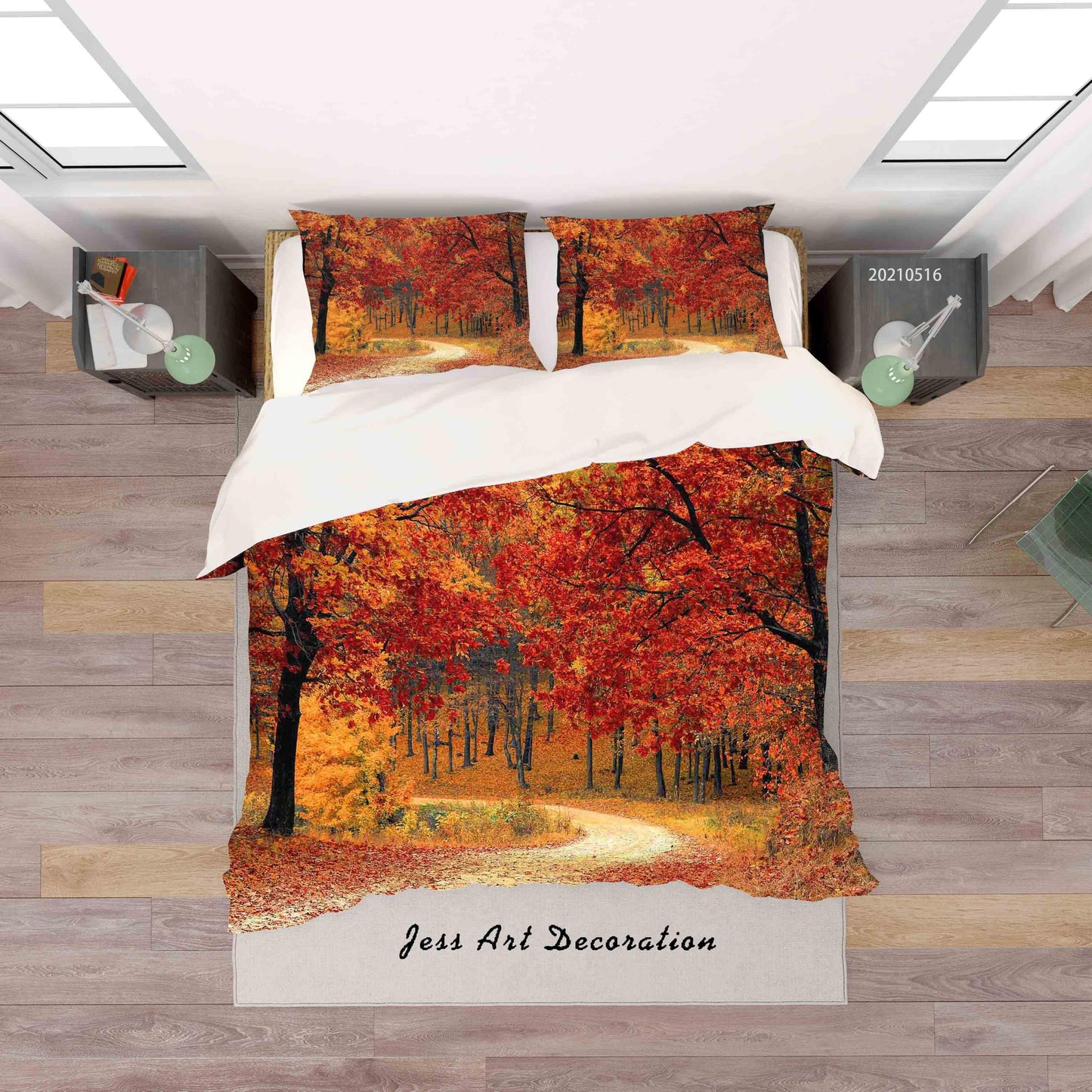 3D Autumn Forest Road Landscape Quilt Cover Set Bedding Set Duvet Cover Pillowcases 28