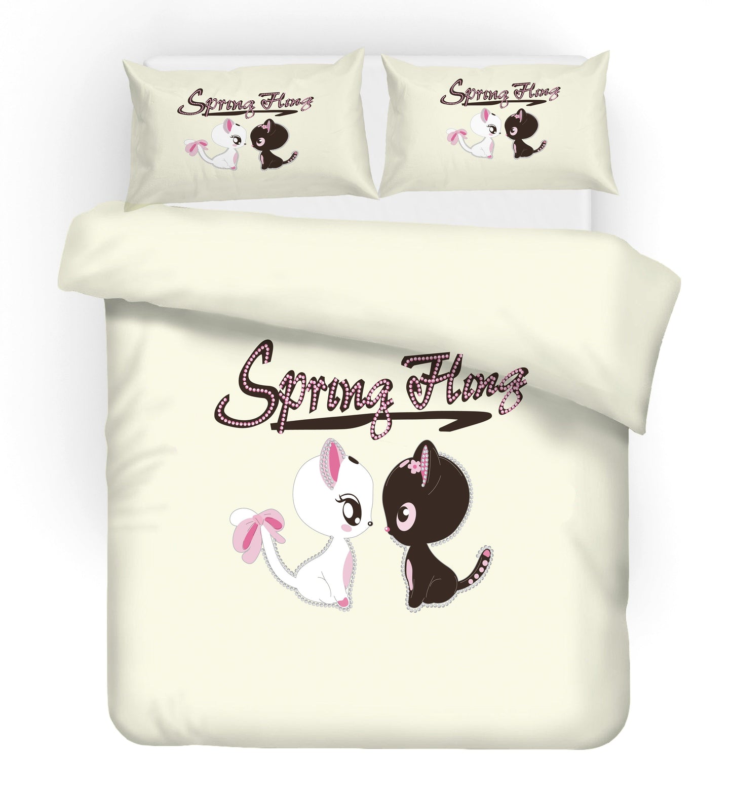 3D Cartoon Cat Kitty Quilt Cover Set Bedding Set Duvet Cover Pillowcases SF37