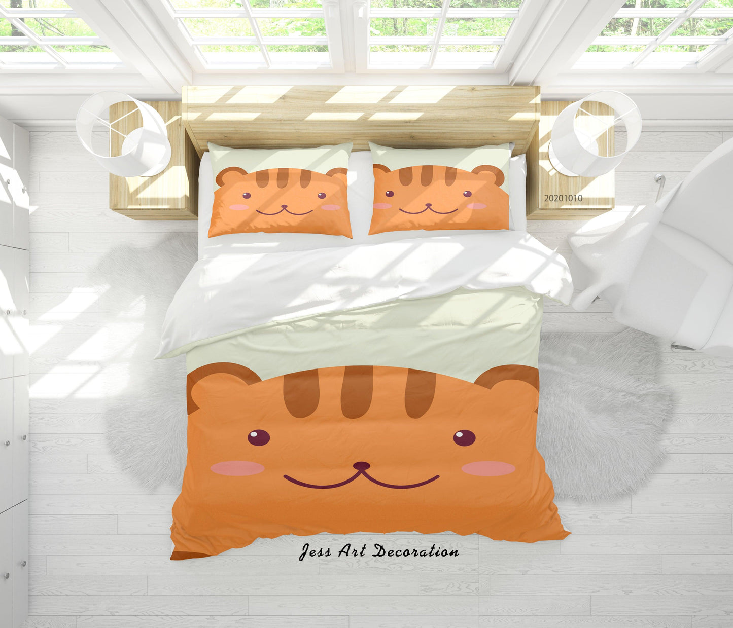 3D Cartoon Cute Animal Cat Quilt Cover Set Bedding Set Duvet Cover Pillowcases WJ 9519