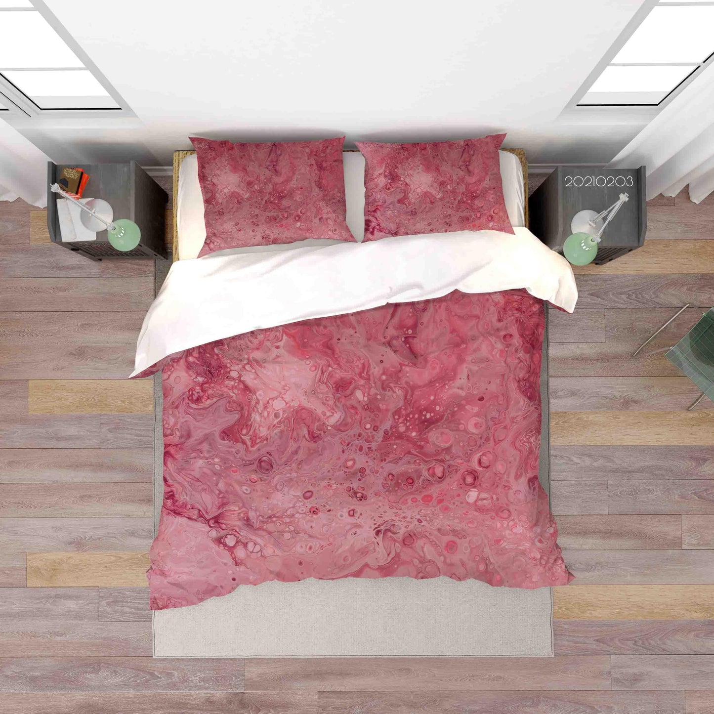 3D Abstract Red Marble Texture Quilt Cover Set Bedding Set Duvet Cover Pillowcases 100