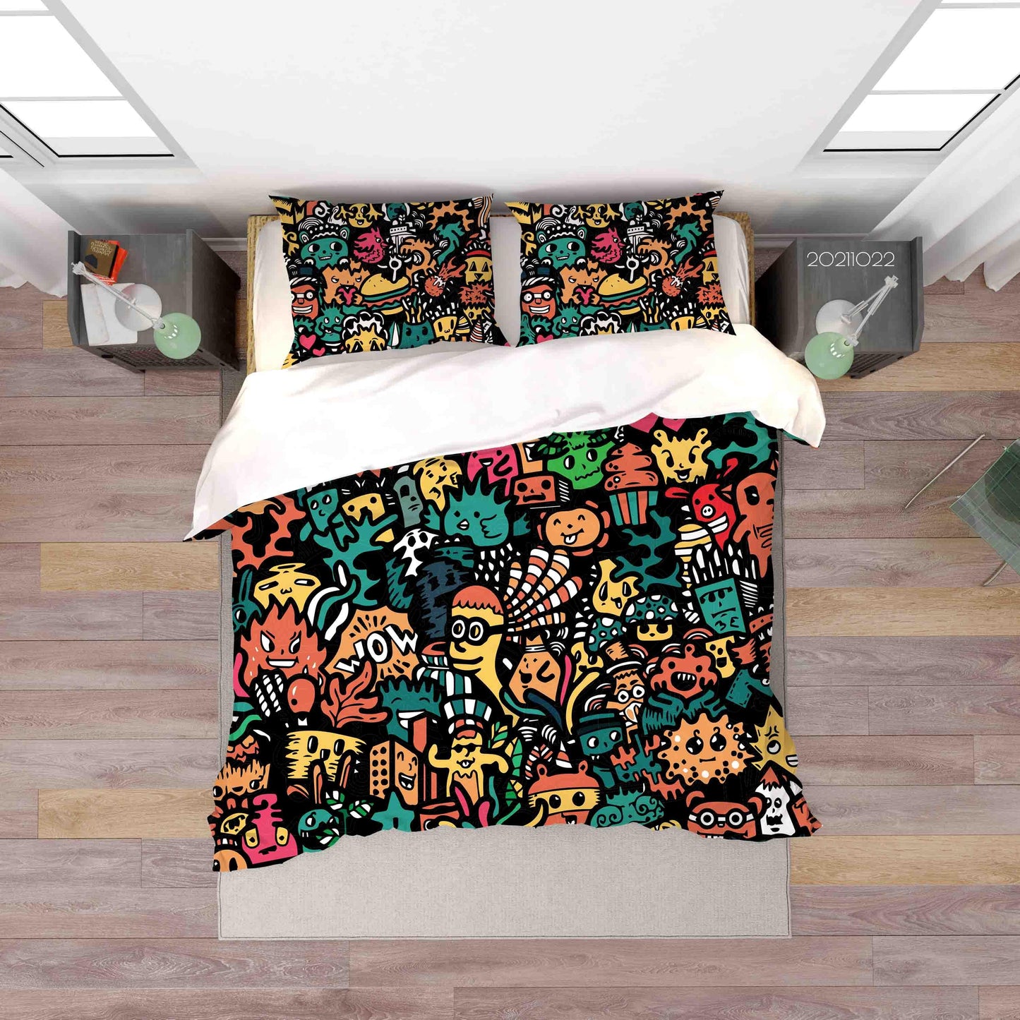 3D Abstract Monster Artistic Graffiti Quilt Cover Set Bedding Set Duvet Cover Pillowcases 84