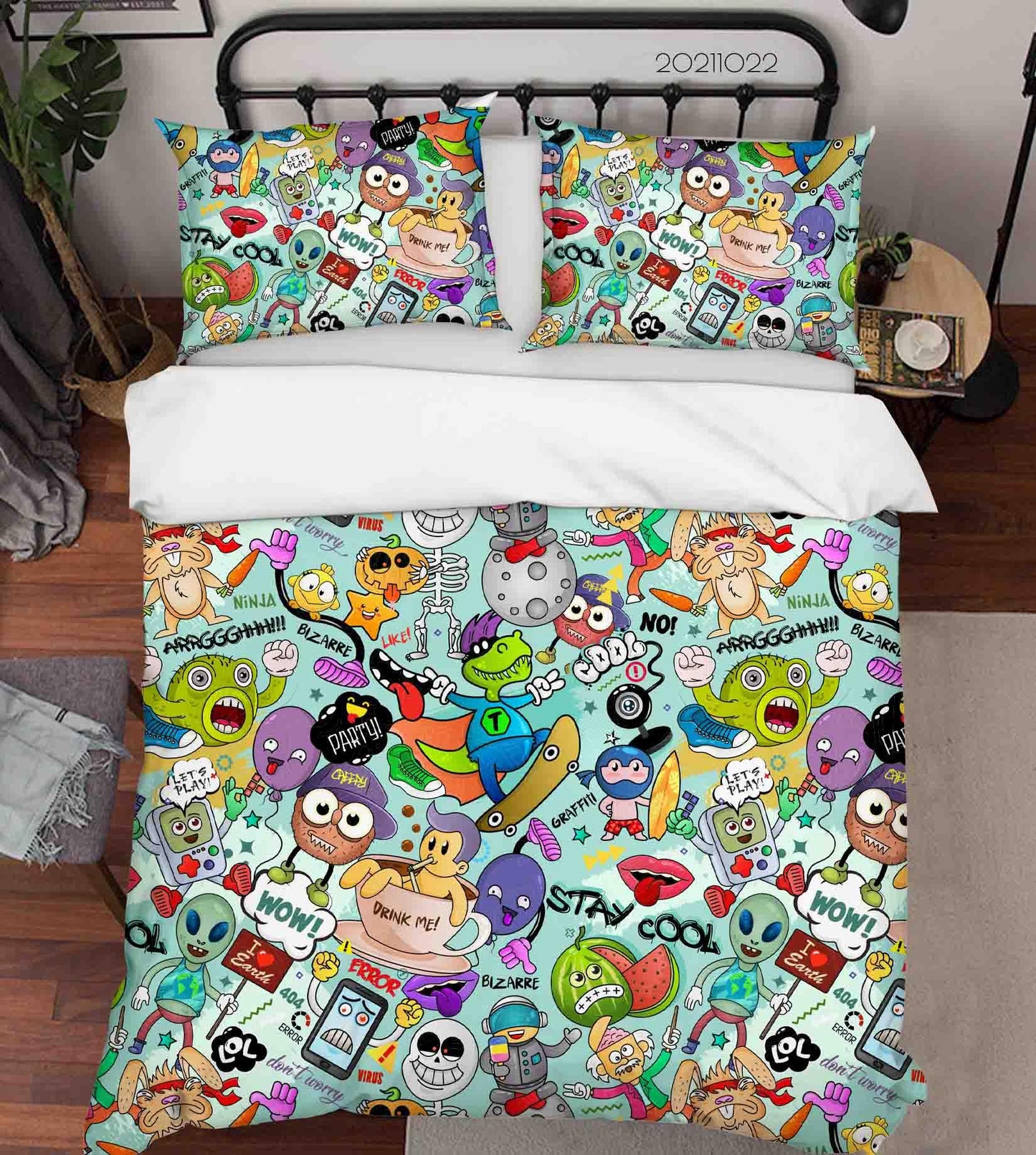 3D Abstract Monster Artistic Graffiti Quilt Cover Set Bedding Set Duvet Cover Pillowcases 74