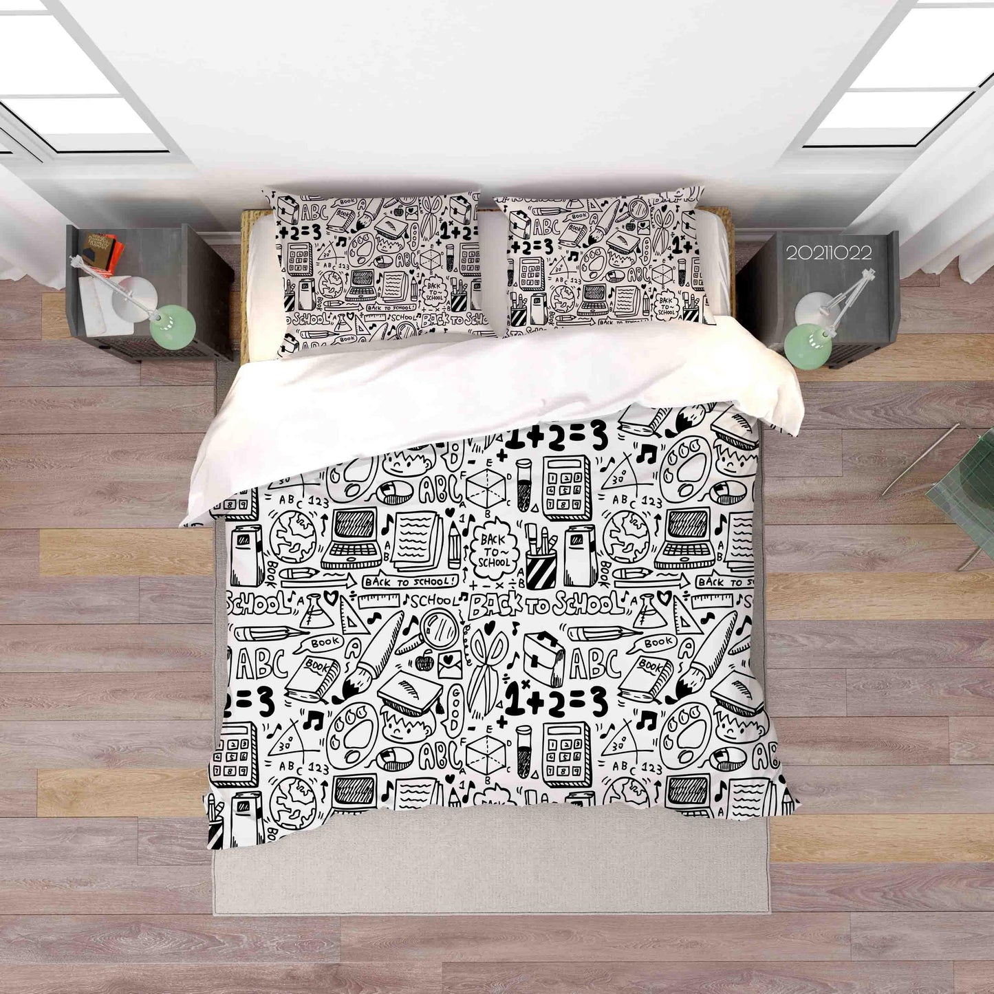 3D Abstract School Supplies Graffiti Quilt Cover Set Bedding Set Duvet Cover Pillowcases 64