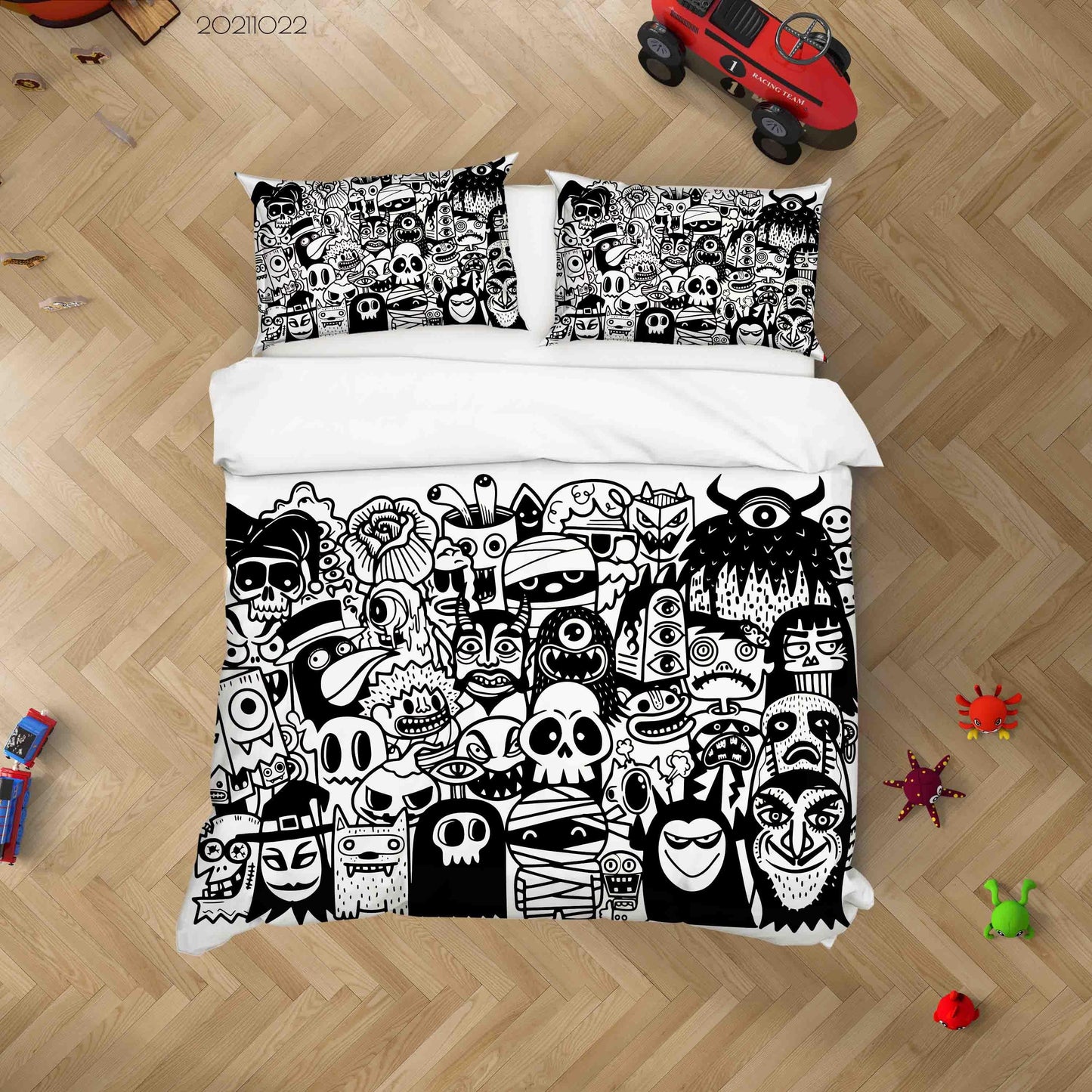 3D Black Monster Doodle Quilt Cover Set Bedding Set Duvet Cover Pillowcases 84