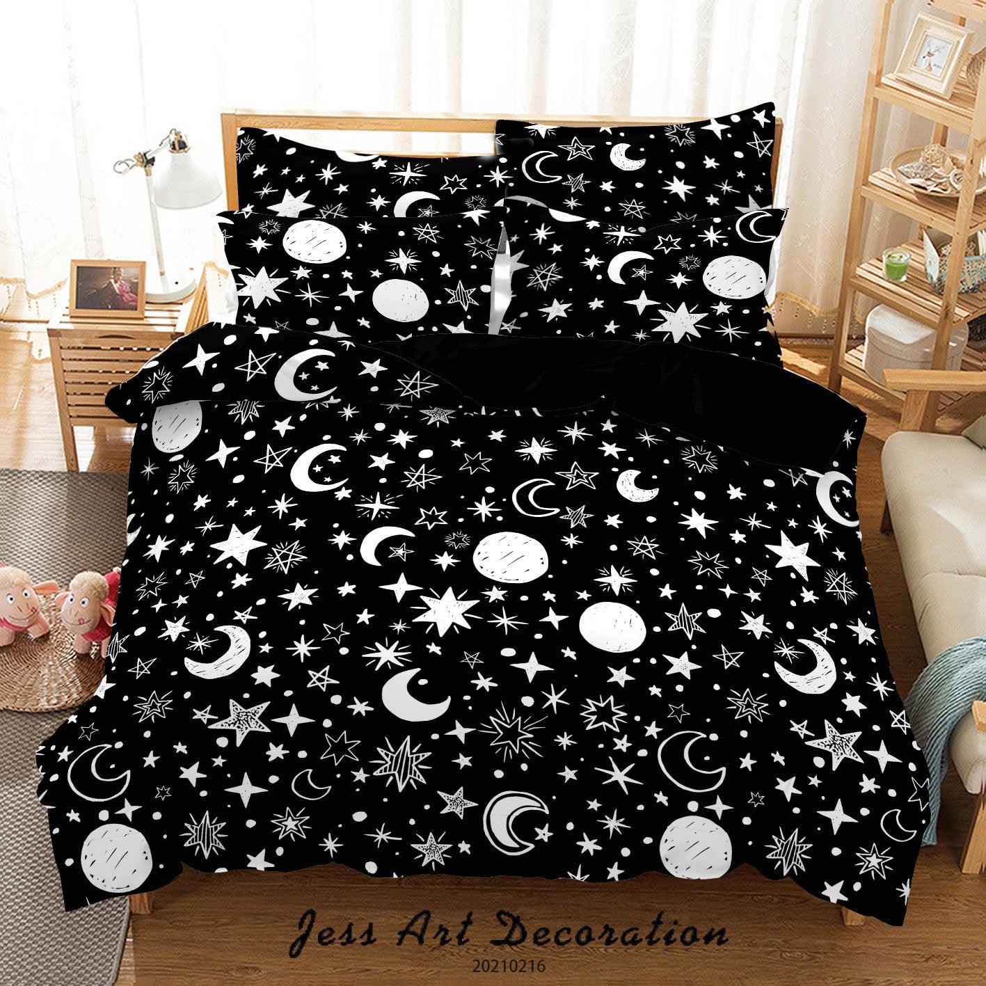 3D Black Space Moon Star Quilt Cover Set Bedding Set Duvet Cover Pillowcases 58