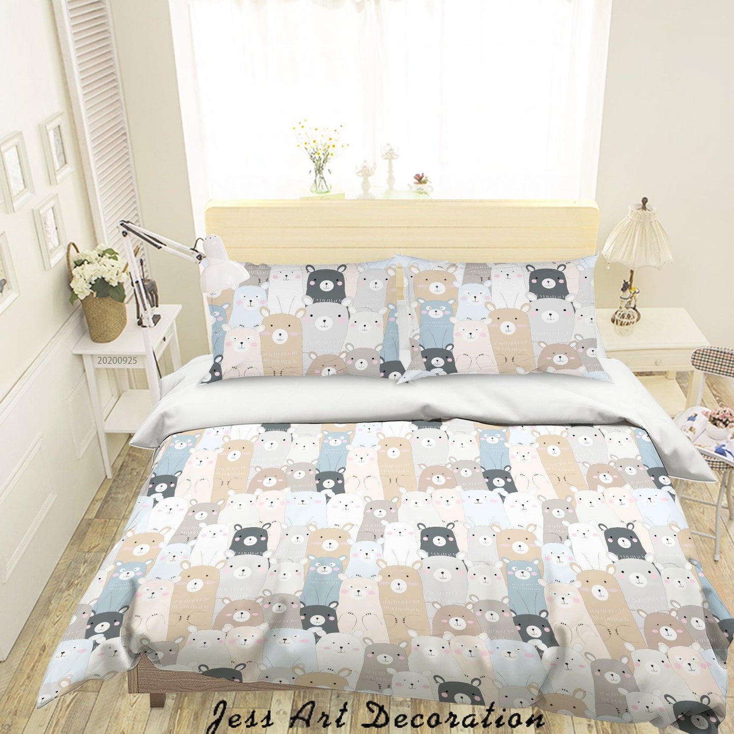 3D Cartoon Animal Bear Pattern Quilt Cover Set Bedding Set Duvet Cover Pillowcases WJ 6410