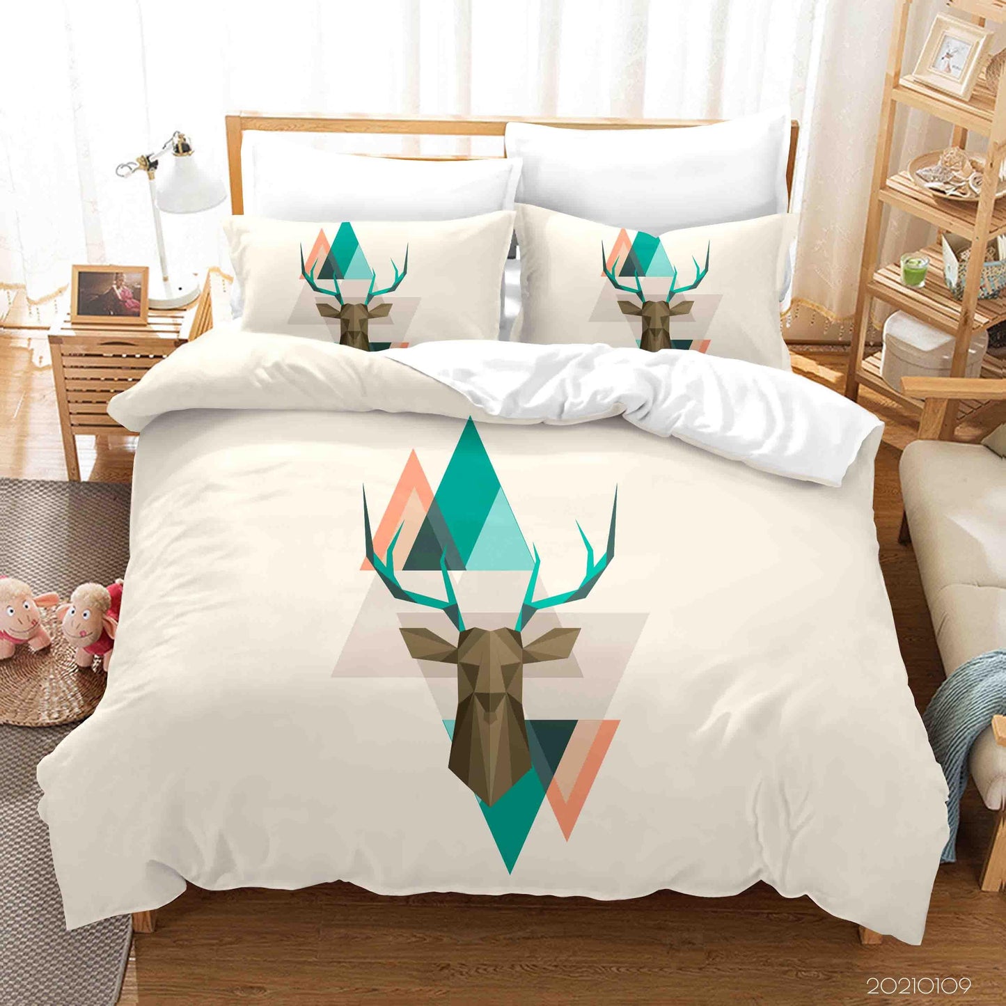 3D Cartoon Animal Elk Triangle Quilt Cover Set Bedding Set Duvet Cover Pillowcases 75 LQH