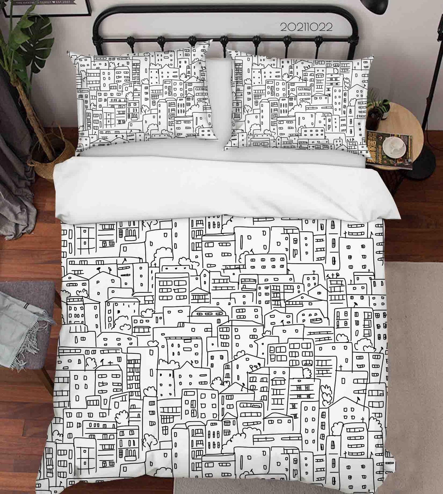 3D Abstract City Architecture Art Graffiti Quilt Cover Set Bedding Set Duvet Cover Pillowcases 7