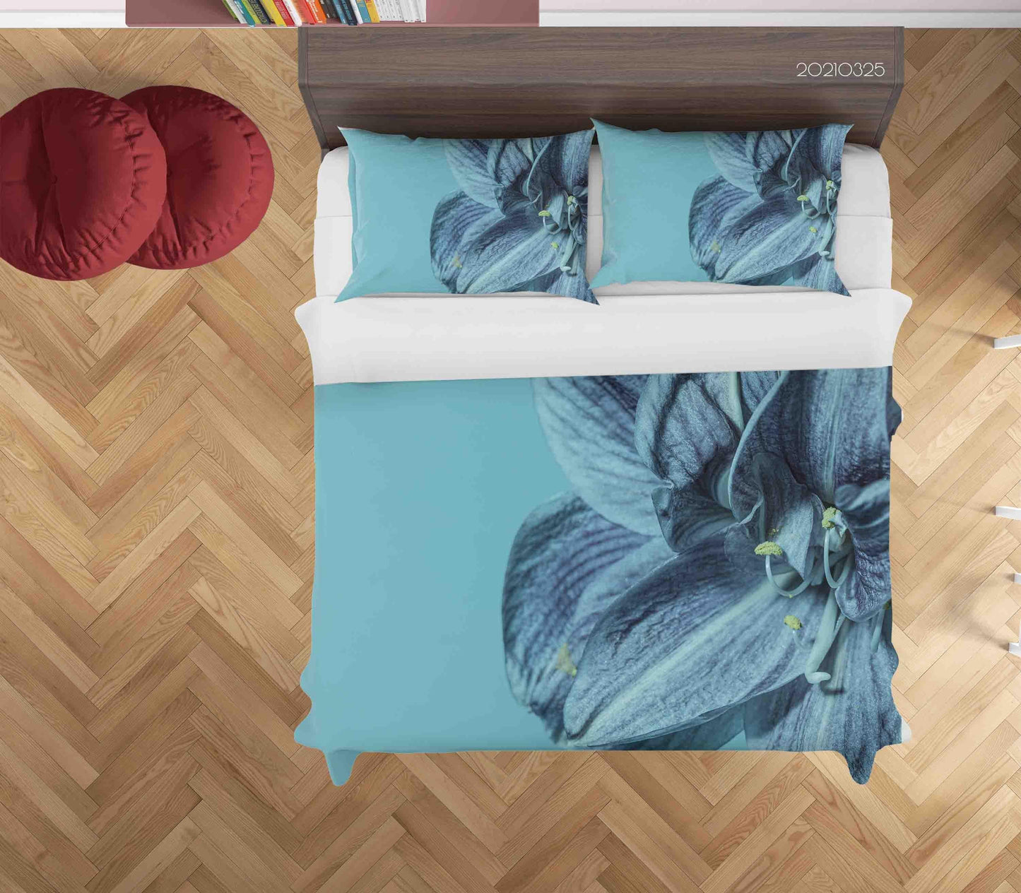 3D Blue Floral Quilt Cover Set Bedding Set Duvet Cover Pillowcases 286