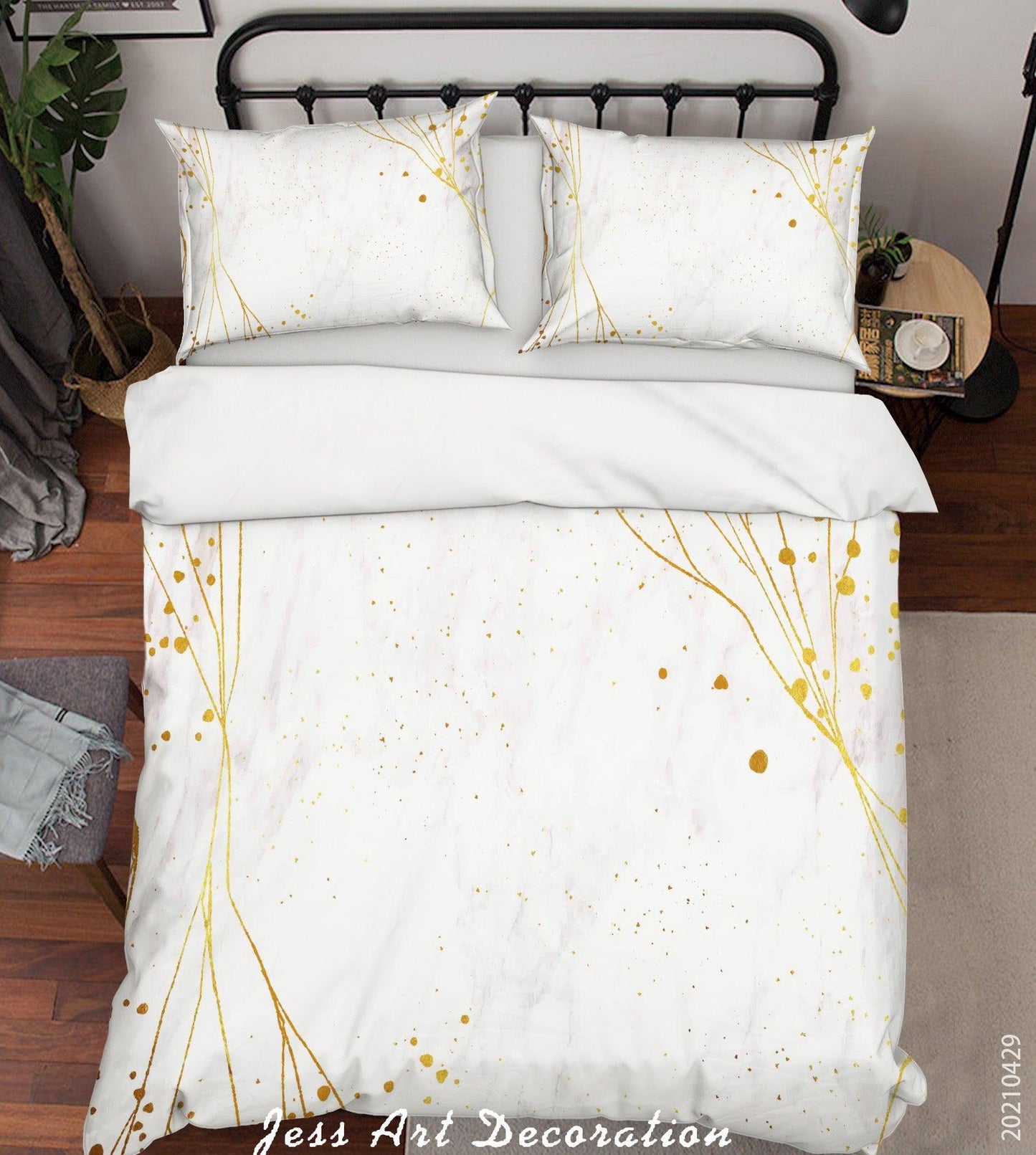 3D Abstract Golden Line Marble Quilt Cover Set Bedding Set Duvet Cover Pillowcases 222