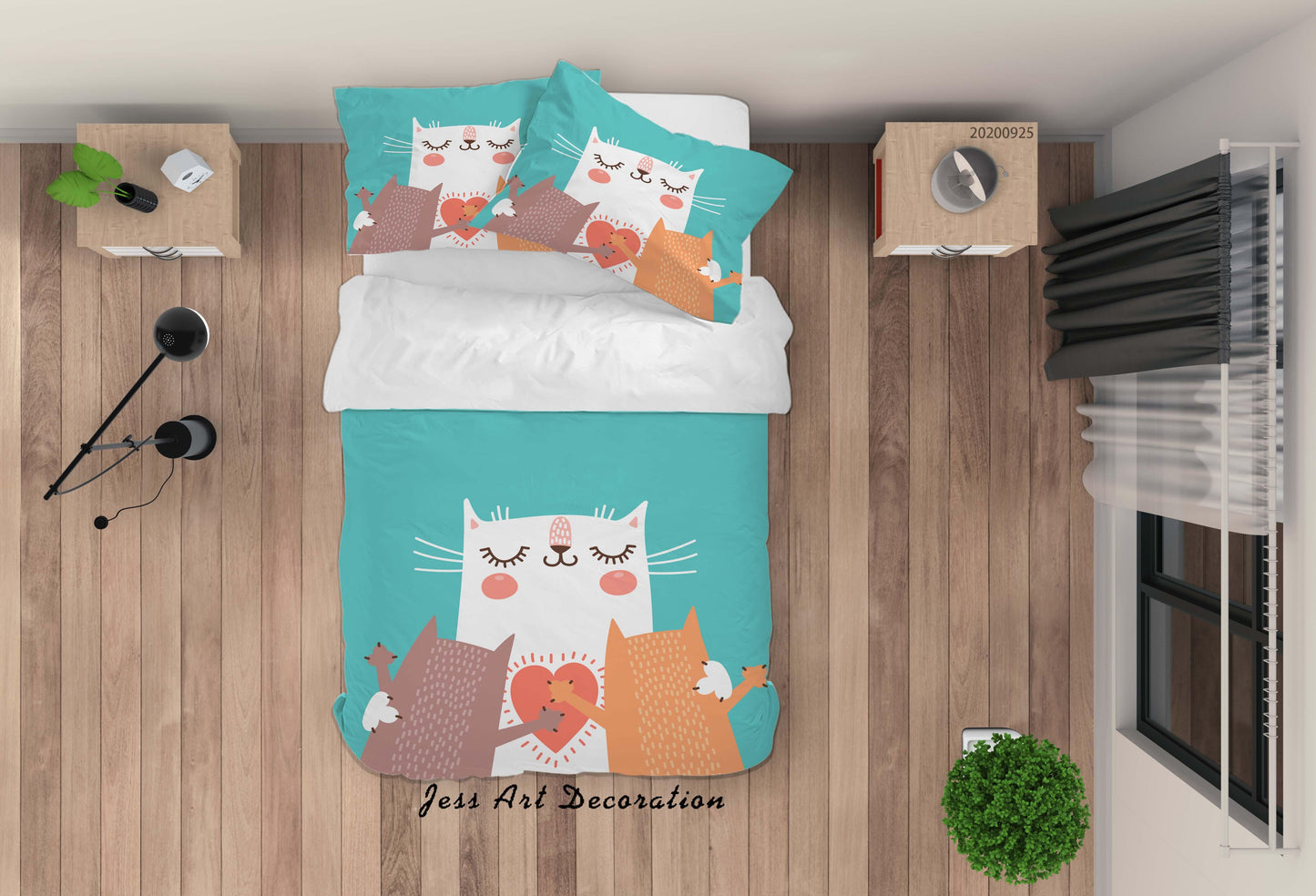 3D Cartoon Animal Cat Pattern Quilt Cover Set Bedding Set Duvet Cover Pillowcases WJ 6468