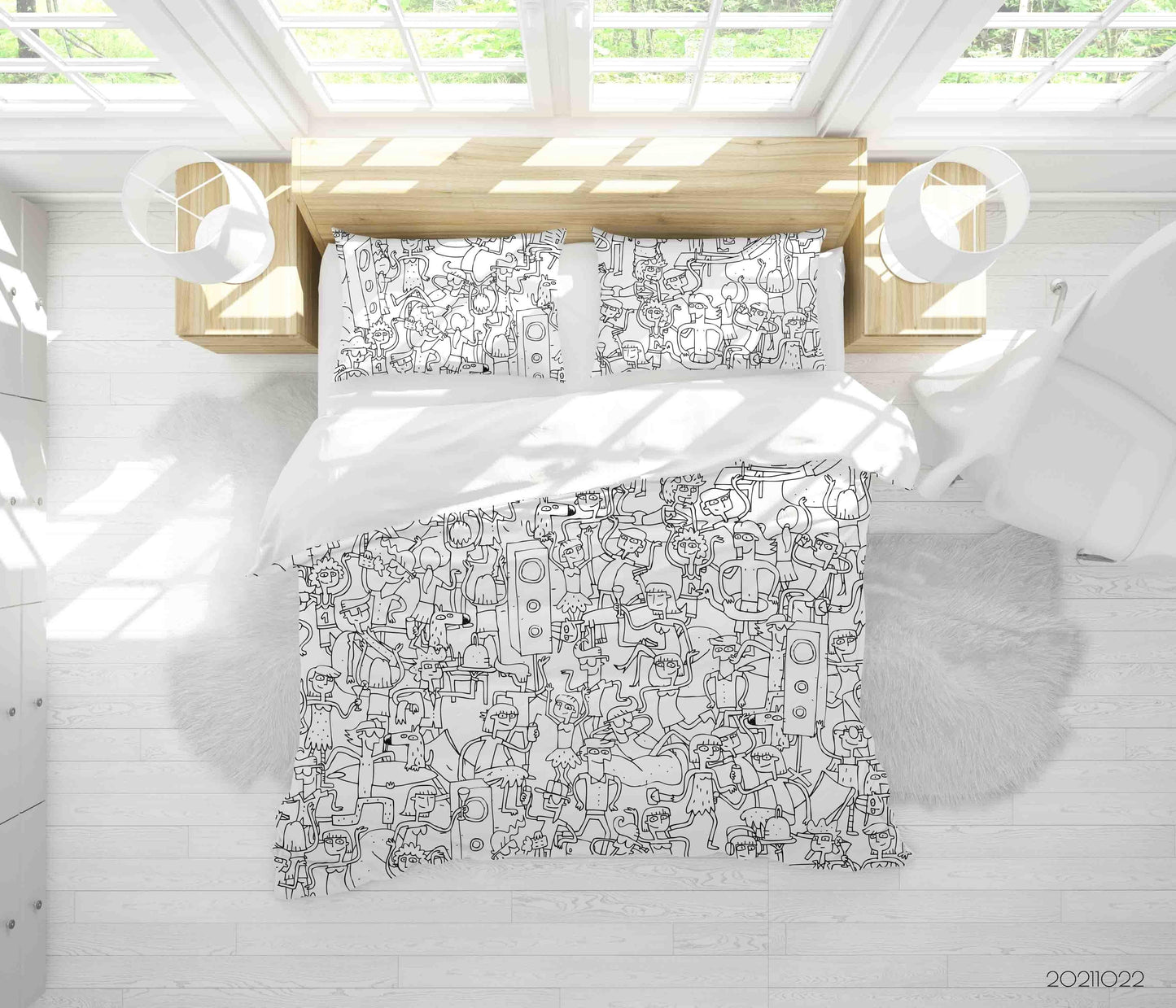 3D Cartoon Graffiti Quilt Cover Set Bedding Set Duvet Cover Pillowcases 84