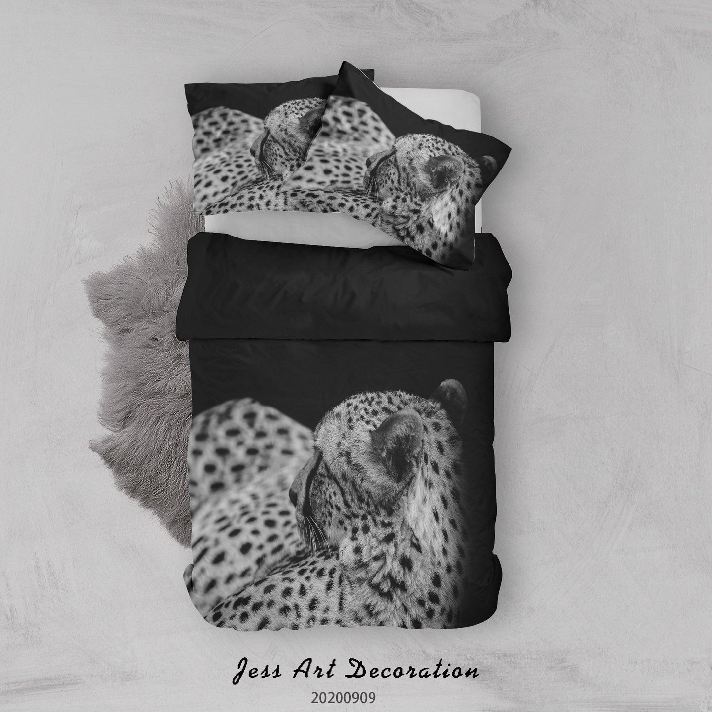 3D Animal Cheetah Quilt Cover Set Bedding Set Duvet Cover Pillowcases WJ 6012