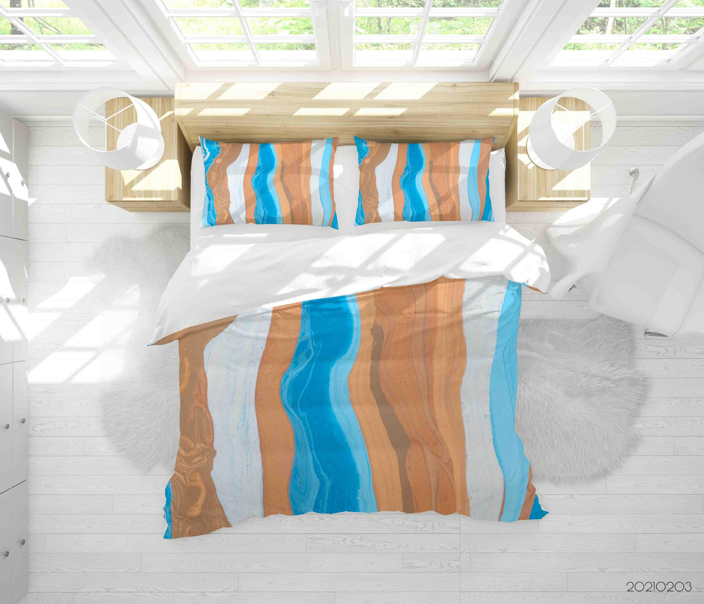 3D Abstract Blue Brown Marble Quilt Cover Set Bedding Set Duvet Cover Pillowcases 25